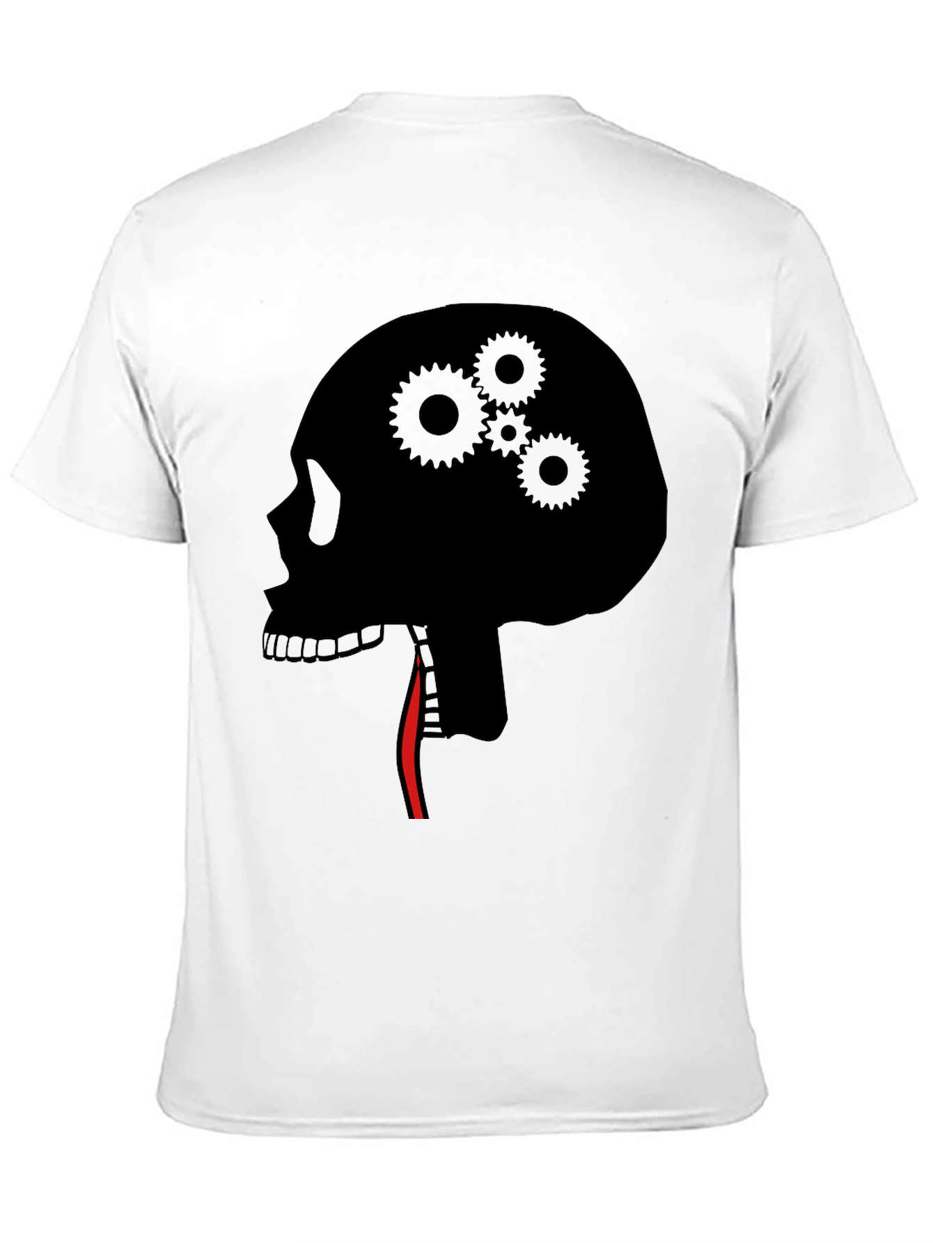 Black Gear Head Skull Tee - Black Graphic T-Shirt view 11