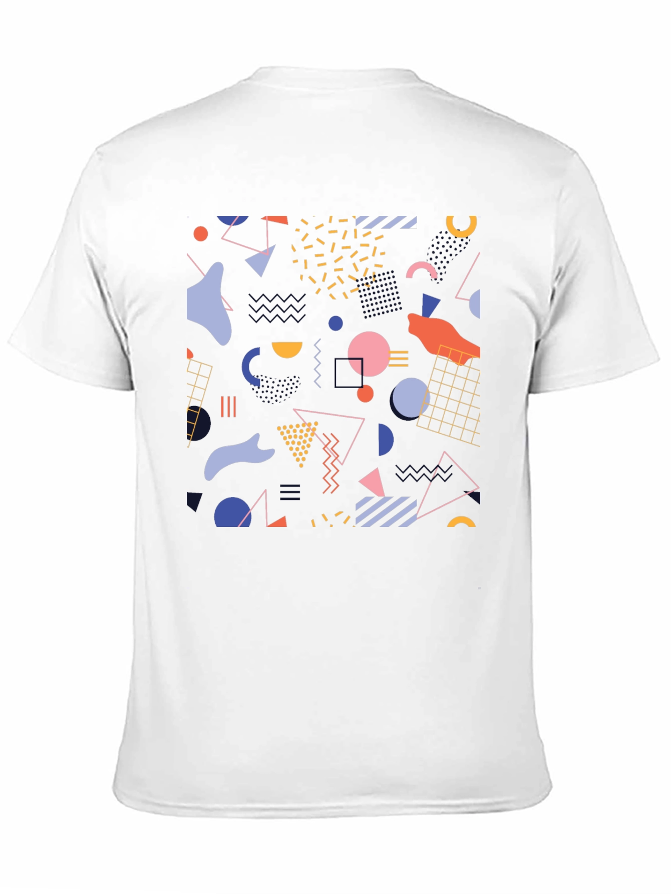 Black Retro Geometric Pattern Black T-Shirt view 11