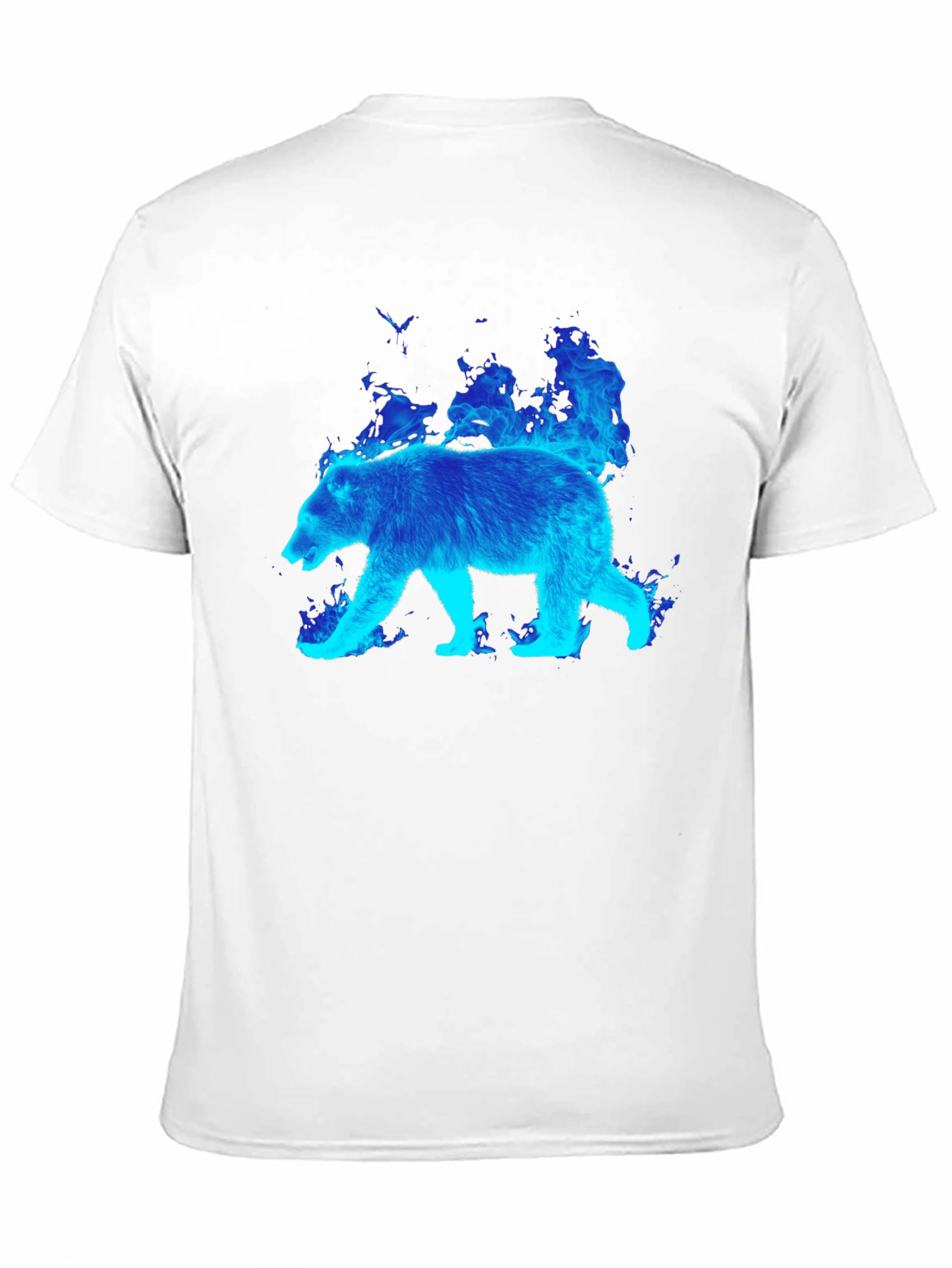 Flaming Blue Bear Graphic Tee - Black Cotton T-Shirt - 11