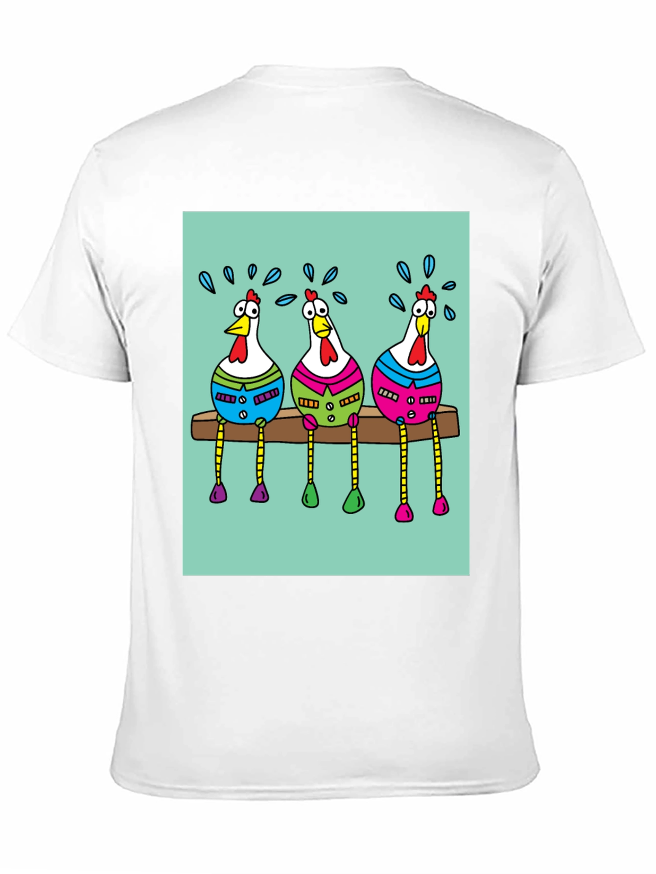 Black Funny Chicken Graphic Print Black T-Shirt view 11