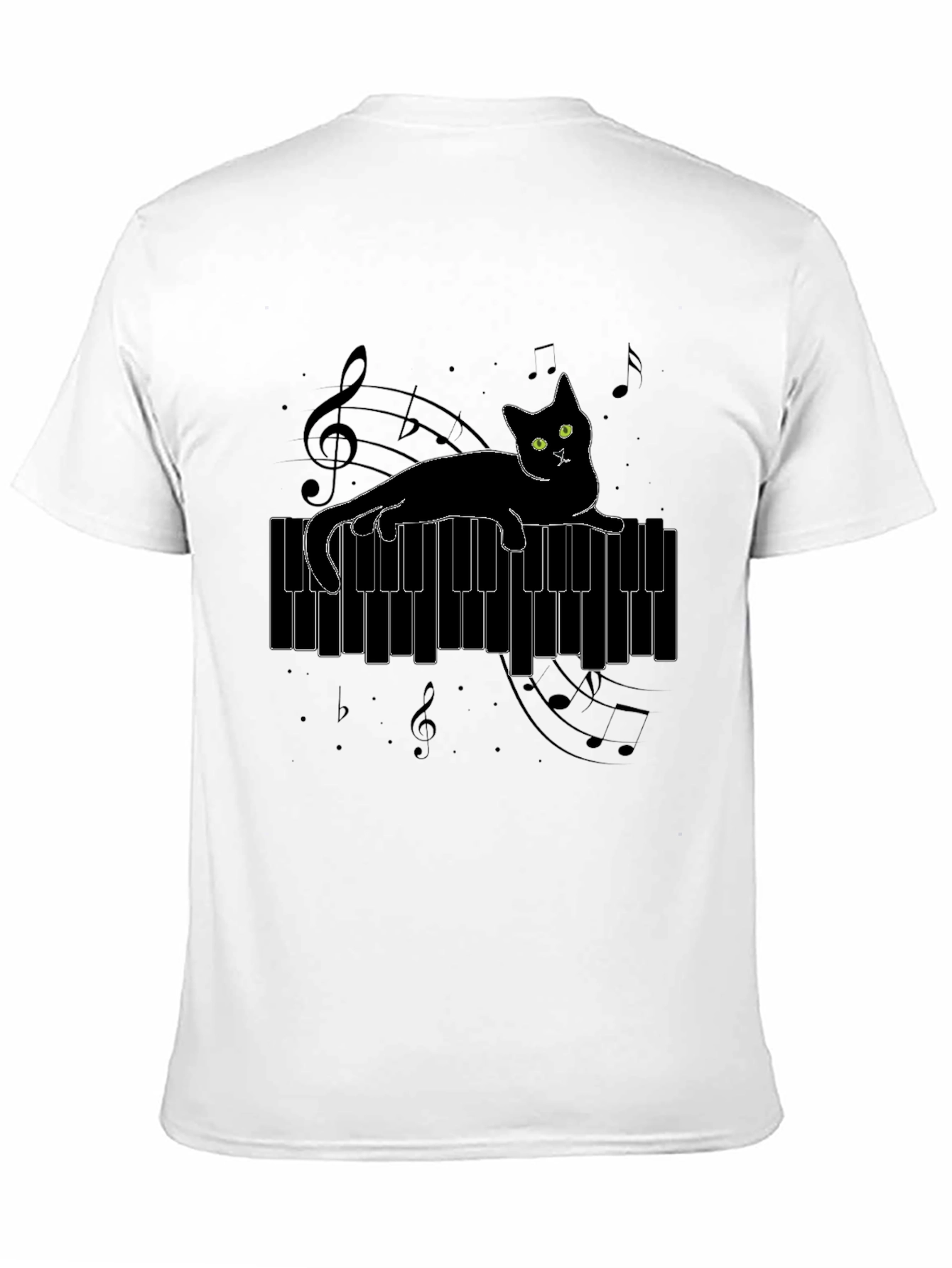 Black Cat on Piano T-Shirt view 11