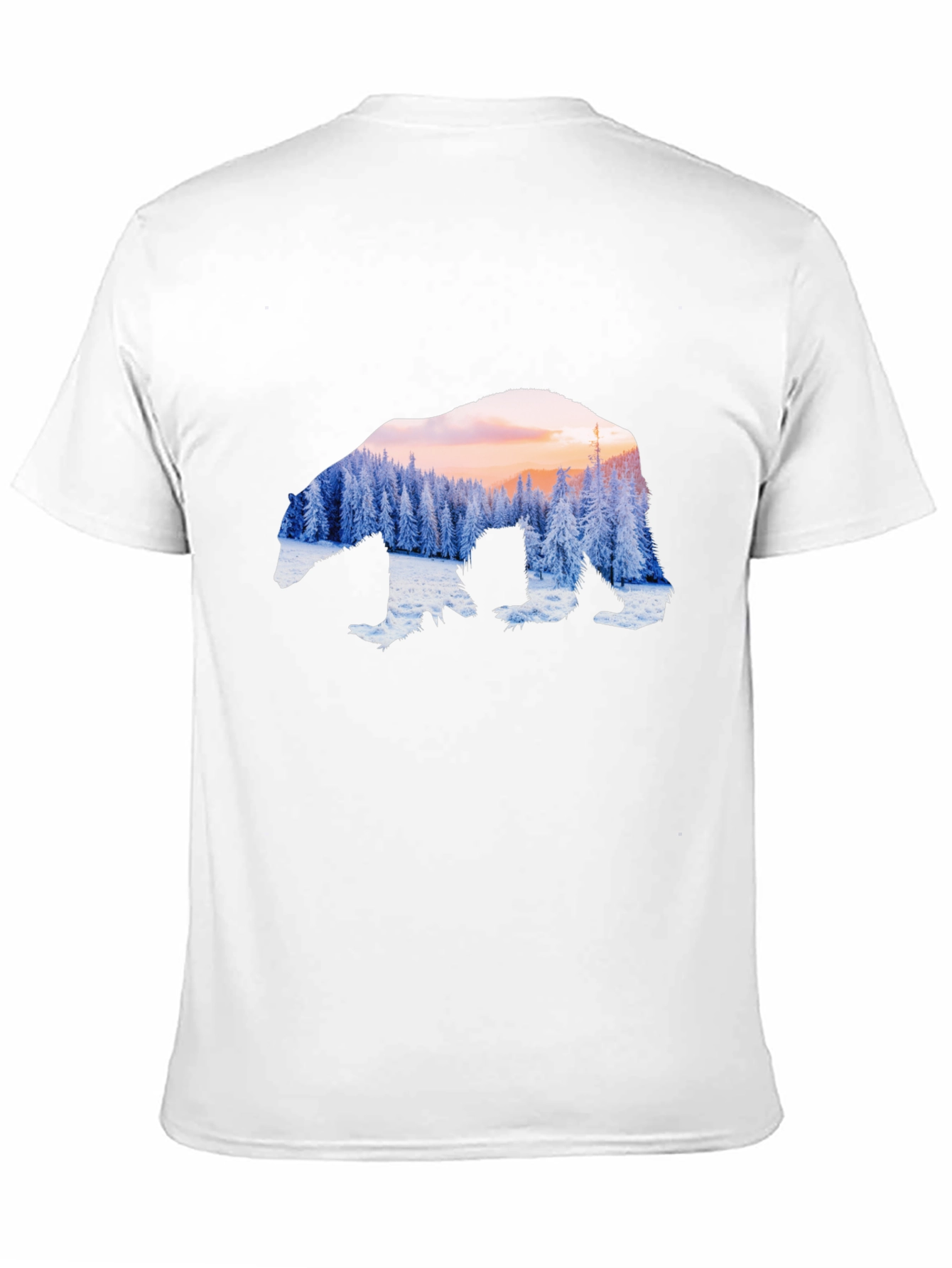 Black Bear Silhouette Winter Forest Graphic Tee view 11