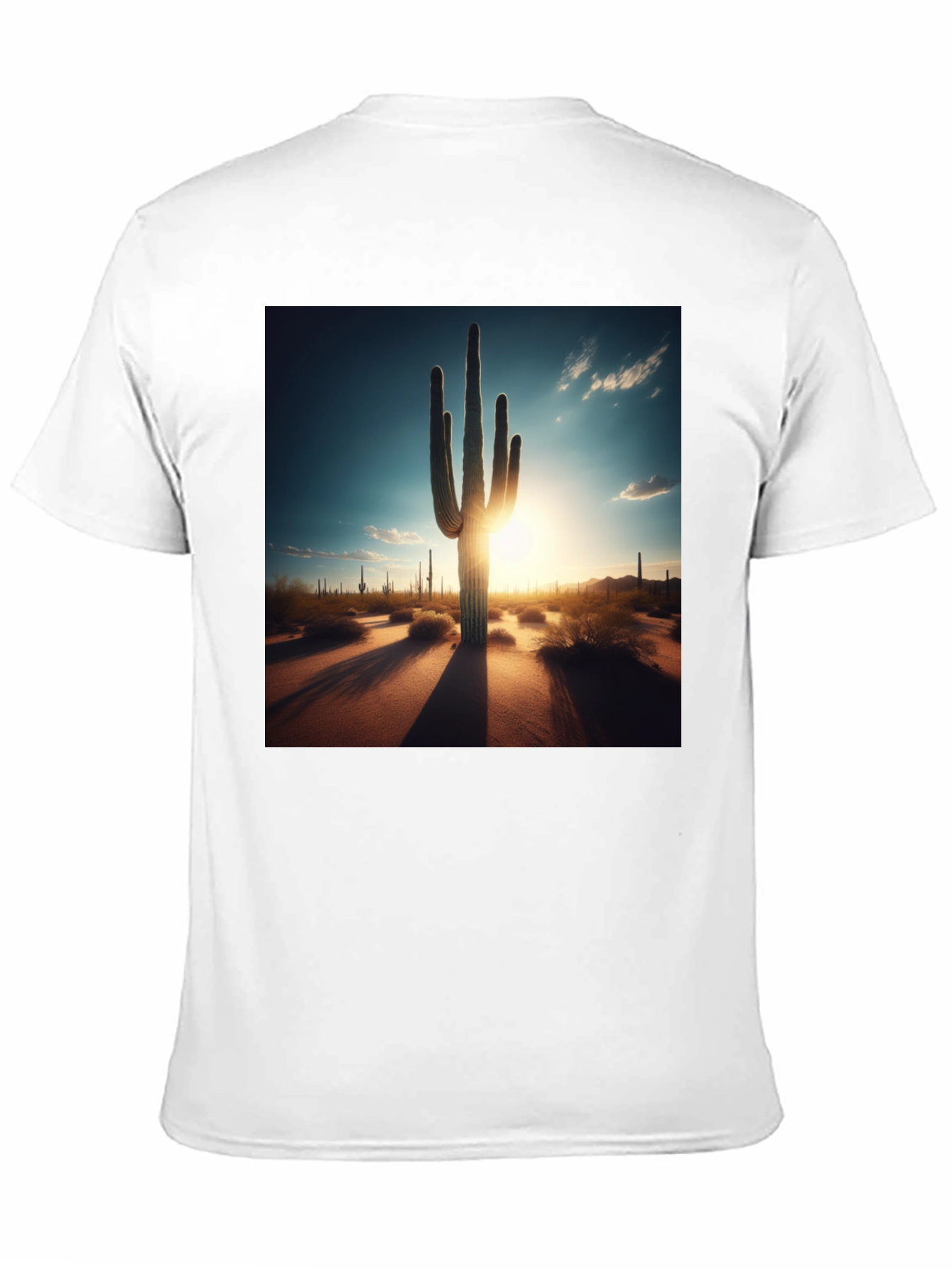 Black Desert Sunset Cactus Graphic Tee - Black Cotton T-Shirt view 11