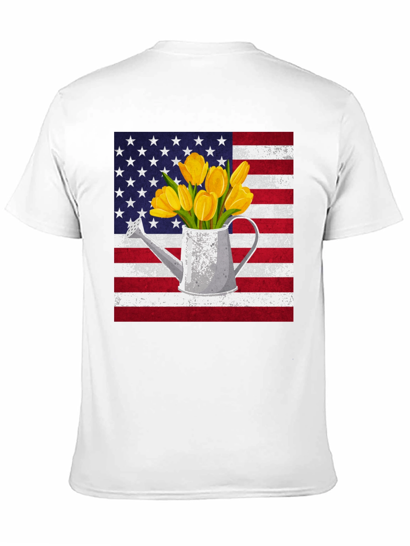 Black American Flag Tulips Watering Can Graphic Tee view 11
