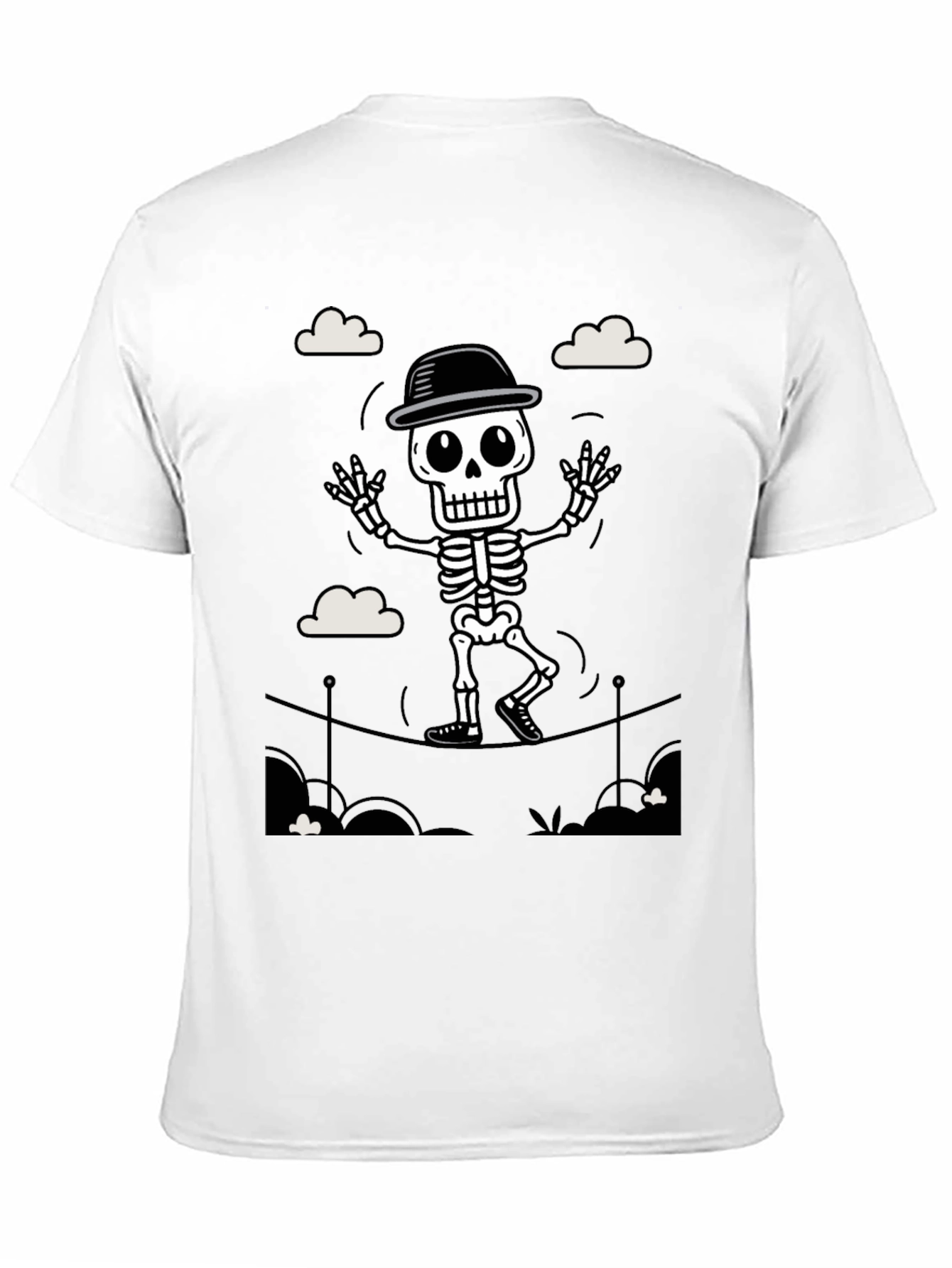 Black Skeleton Tightrope Walker T-Shirt view 11