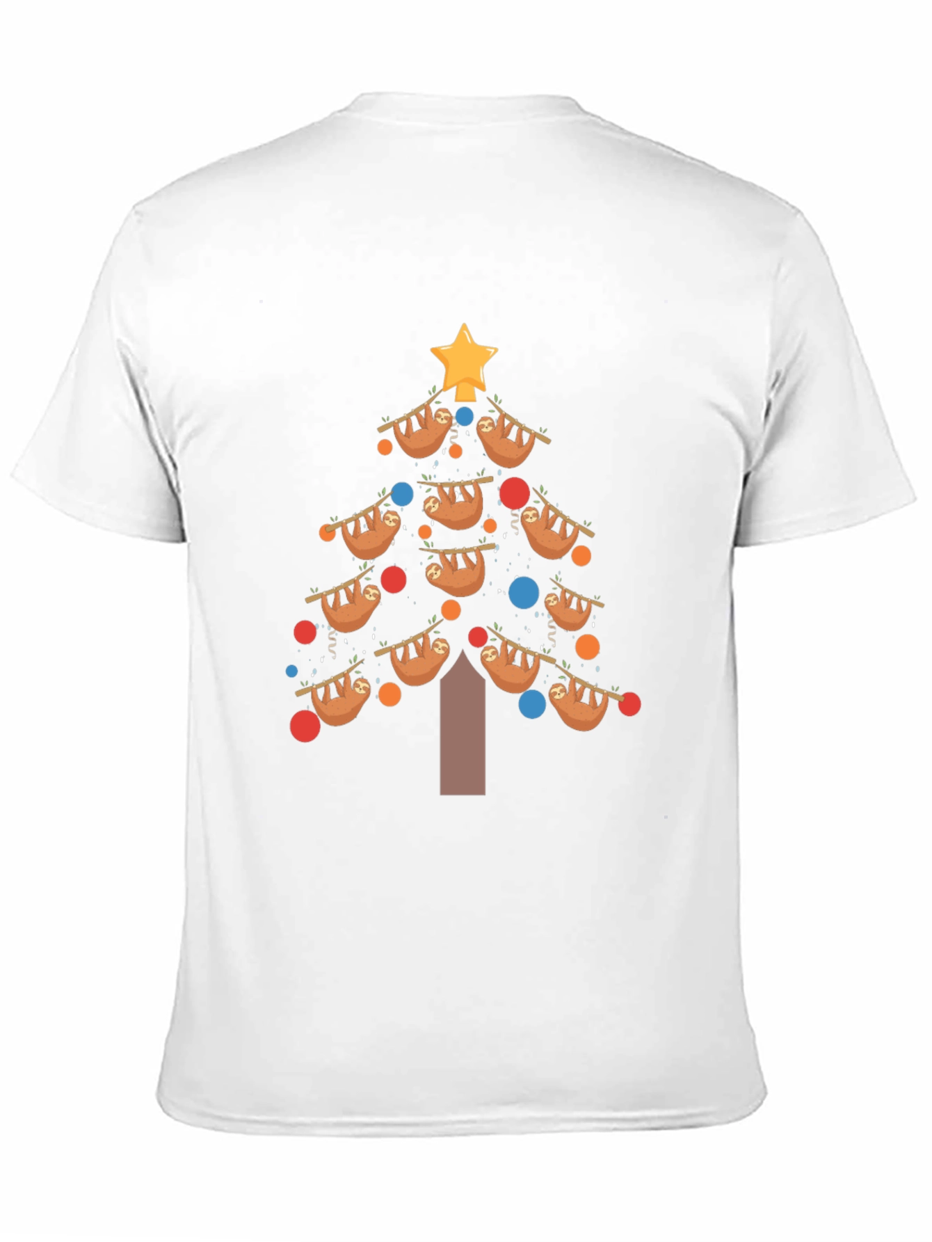 Black Festive Sloth Christmas Tree T-Shirt view 11