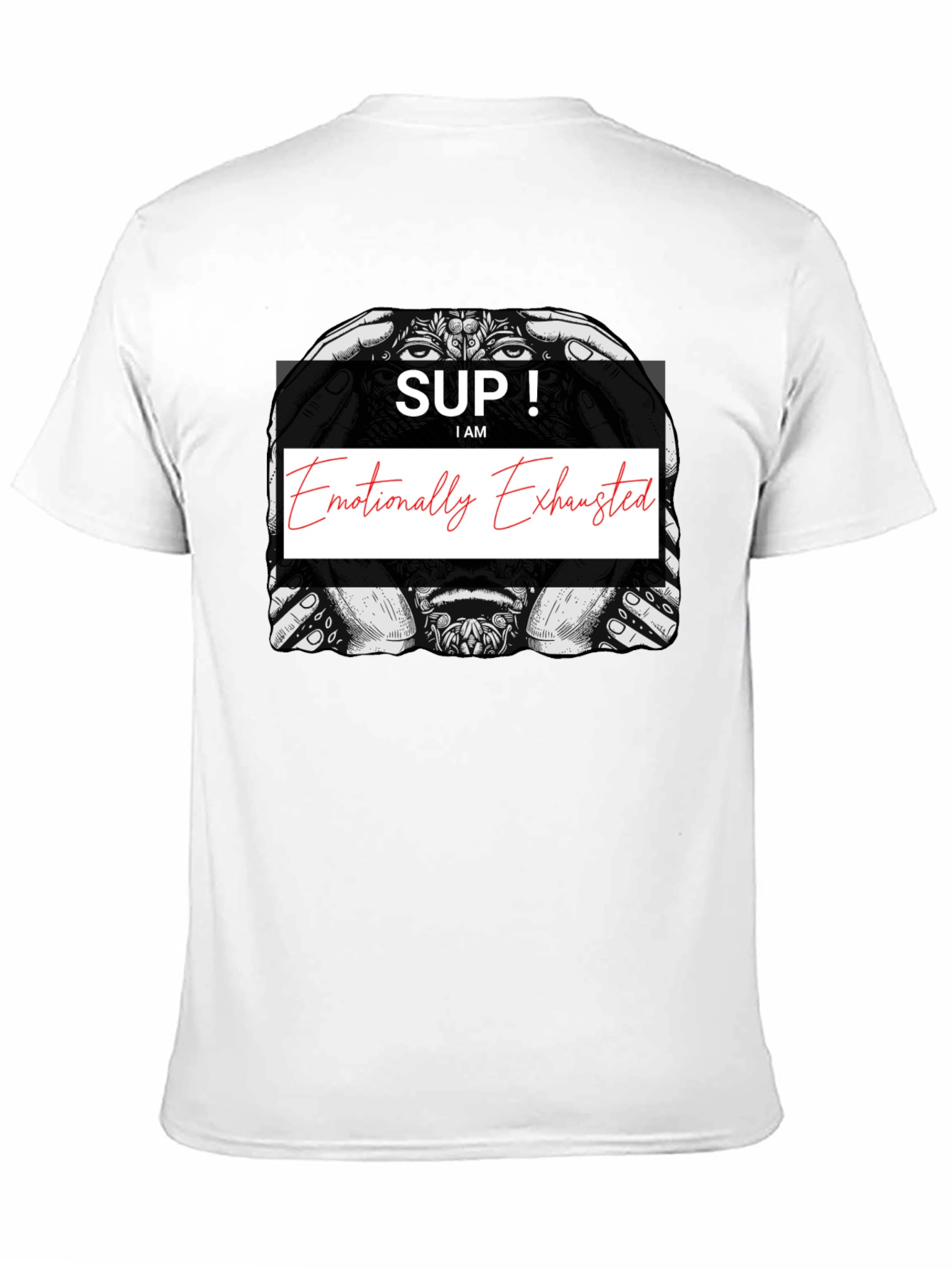 Black Emotionally Exhausted Graphic T-Shirt - Unisex Black Tee view 11