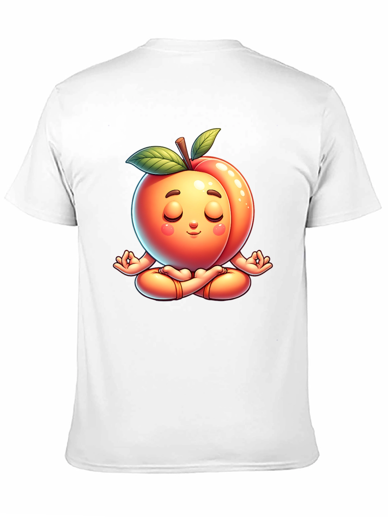 Black Funny Peach Meditating Yoga Black T-Shirt view 11