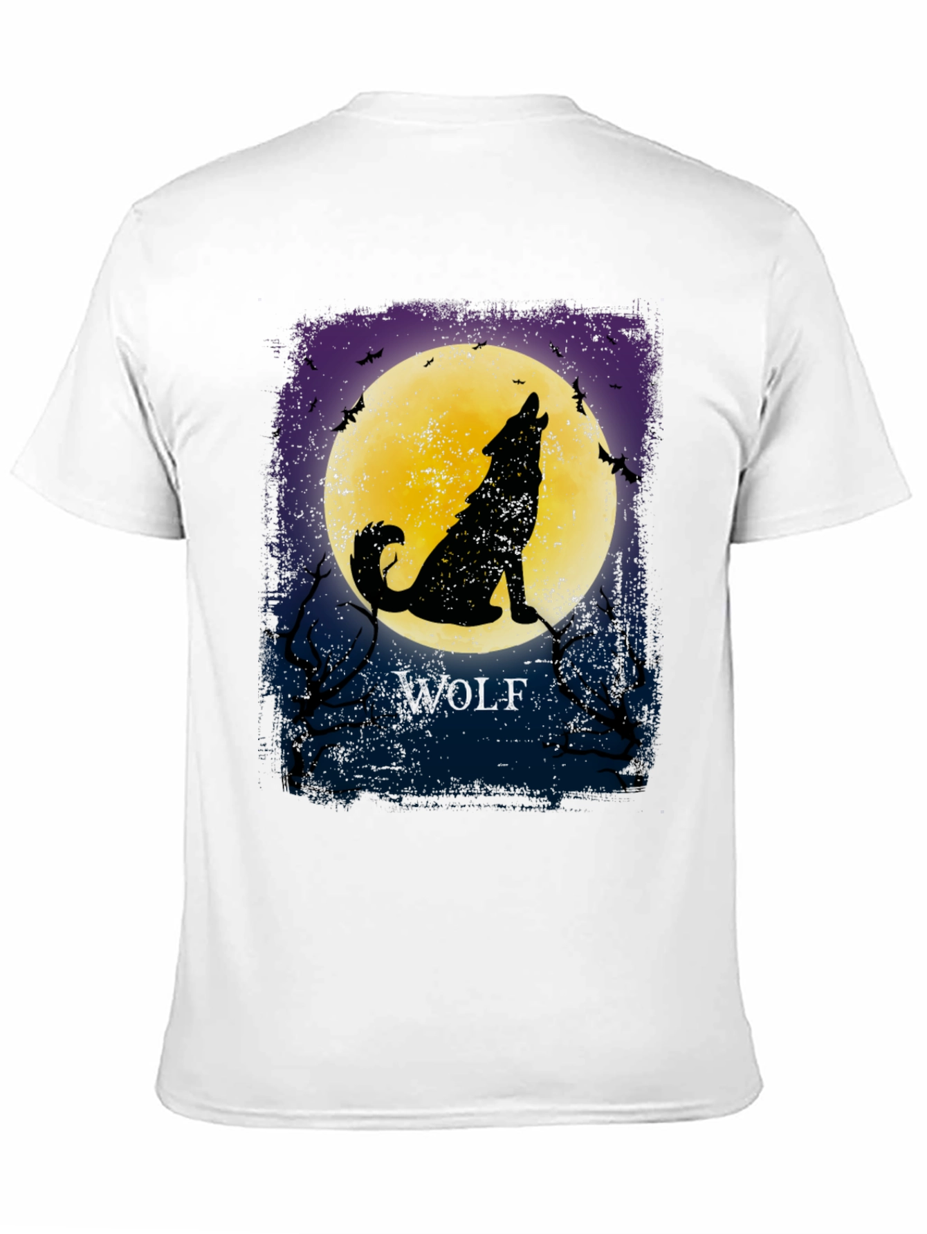 Black Wolf Howling at Moon Graphic T-Shirt view 11
