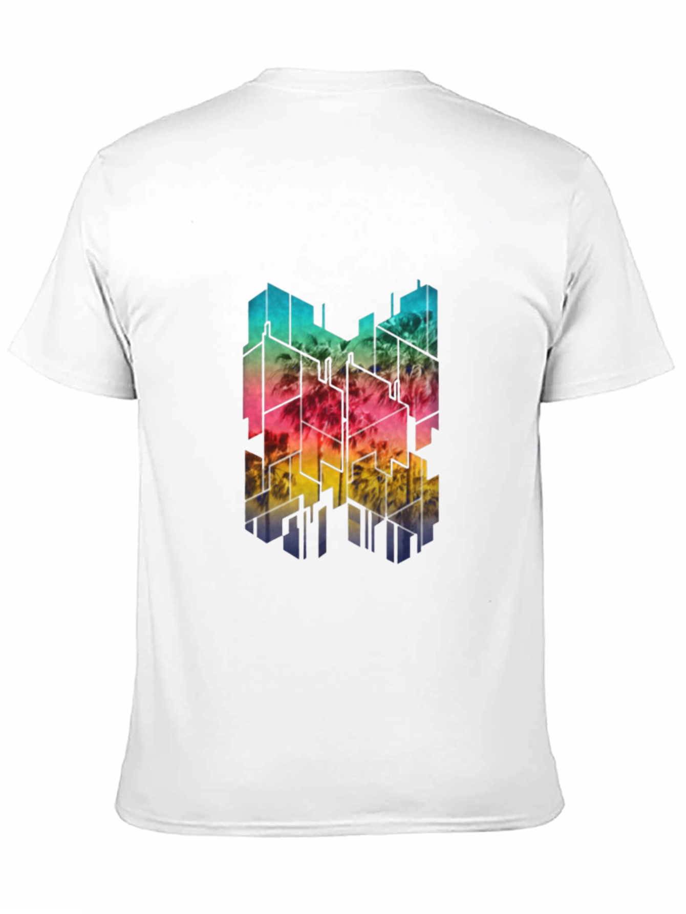 Black Abstract Cityscape Men's Black Tee view 11
