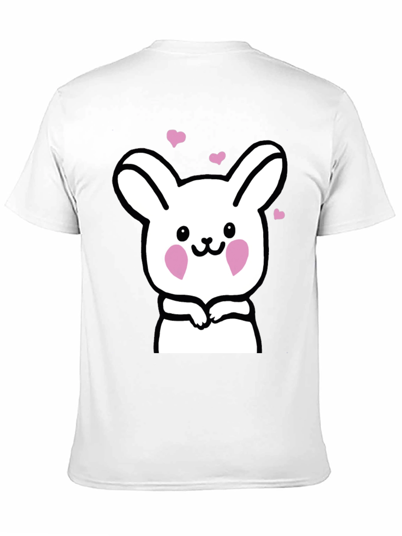 Black Cute Bunny Graphic Black T-Shirt view 11