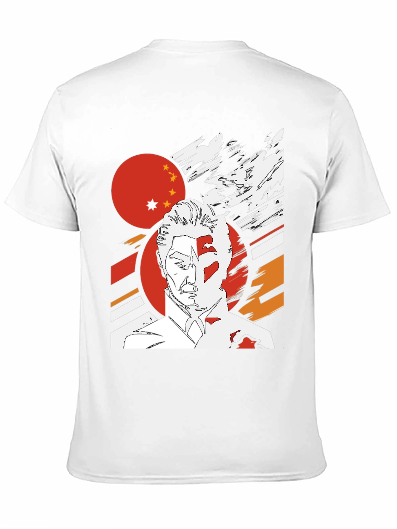 Graphic Tee - China Flag Art Print Black T-Shirt - 11