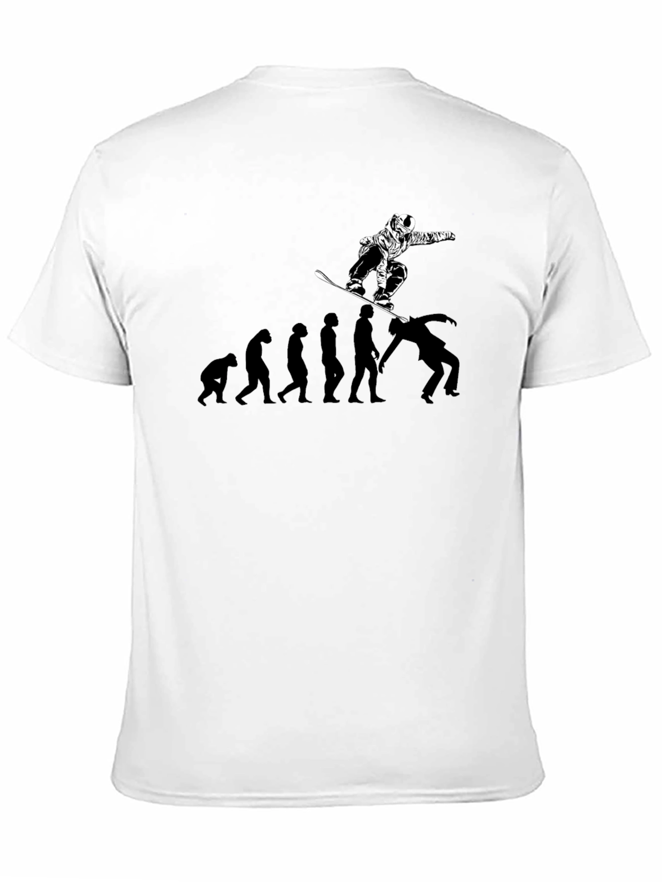 Black Snowboard Evolution T-Shirt: Black Crew Neck Graphic Tee view 11