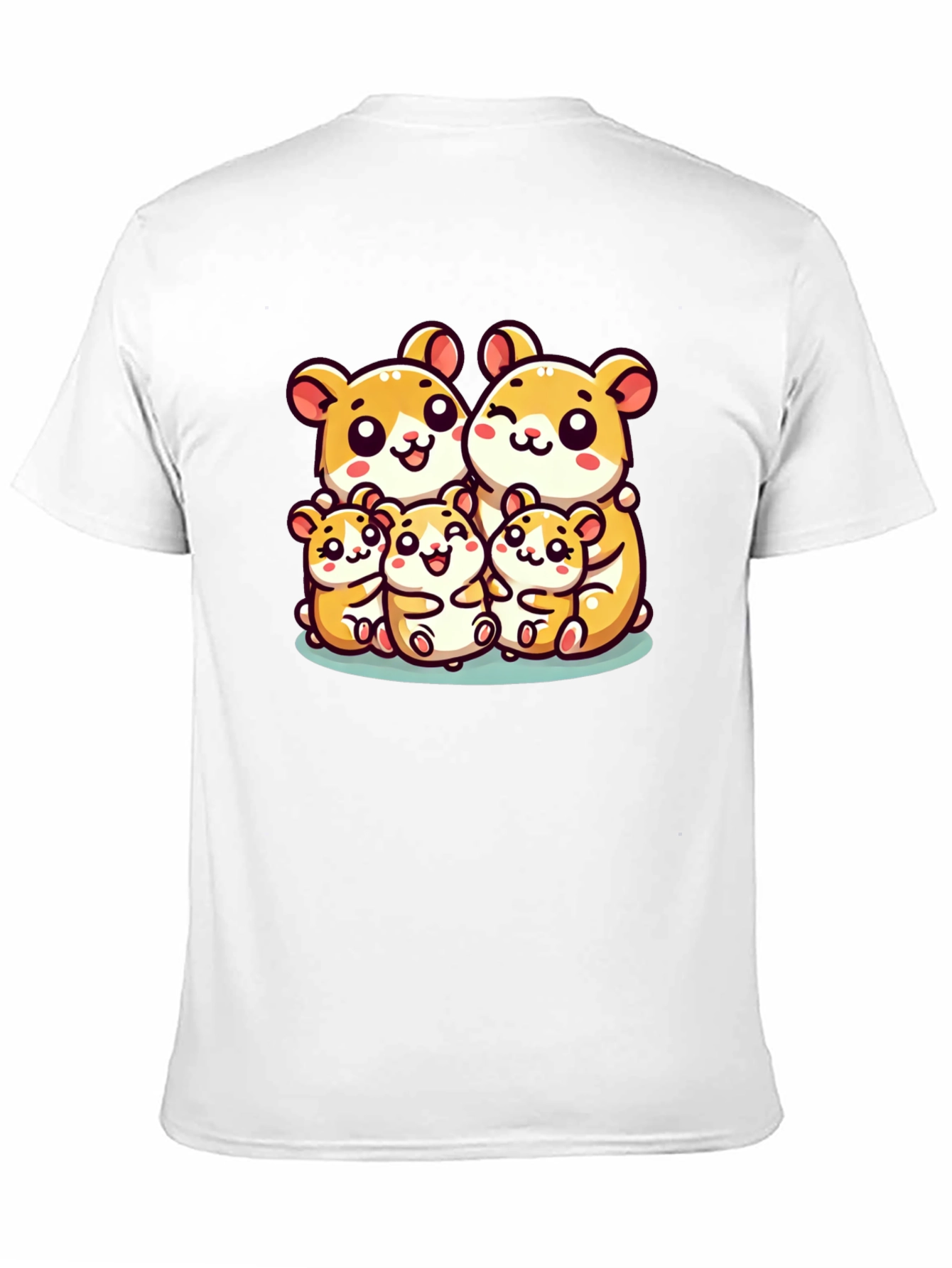 Black Cute Hamster Family Black T-Shirt view 11