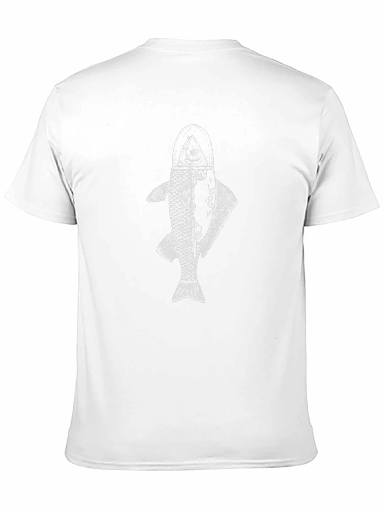 Black Unique Fish Graphic Tee - Black Cotton Blend view 11