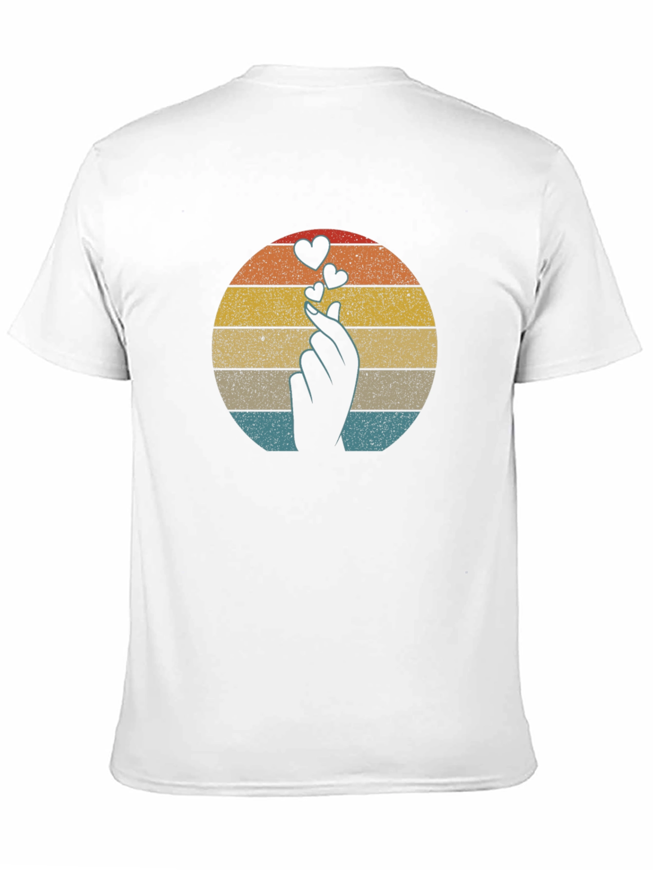 Black Retro Finger Heart T-Shirt - Korean Love Sign view 11