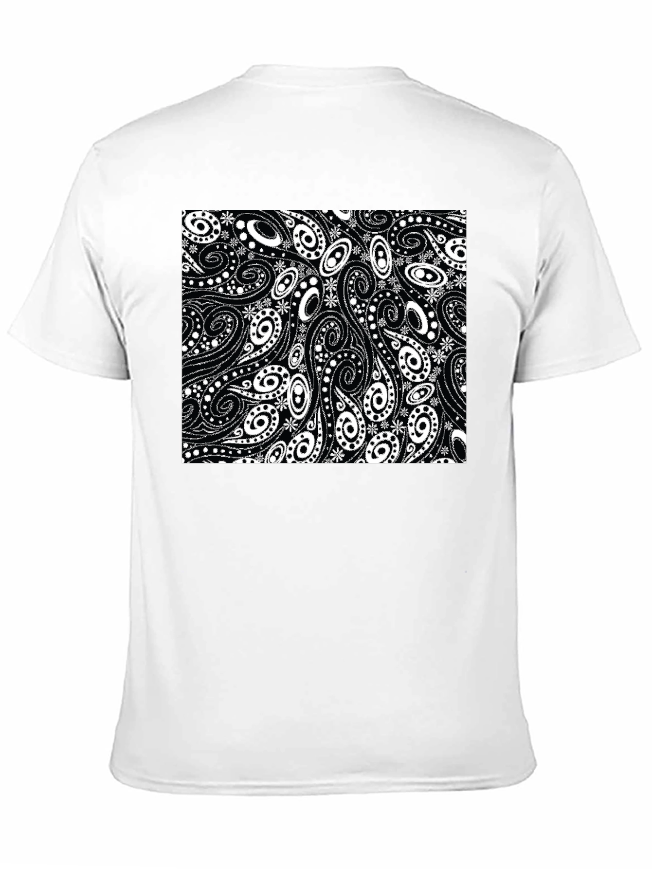 Black Paisley Pattern Black T-Shirt view 11