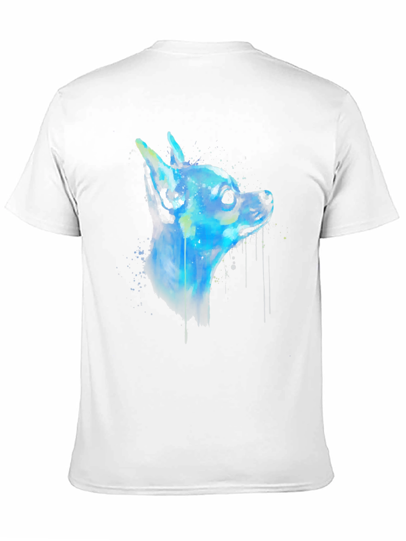 Black Chihuahua Dog Watercolor Art Men's Black T-Shirt view 11