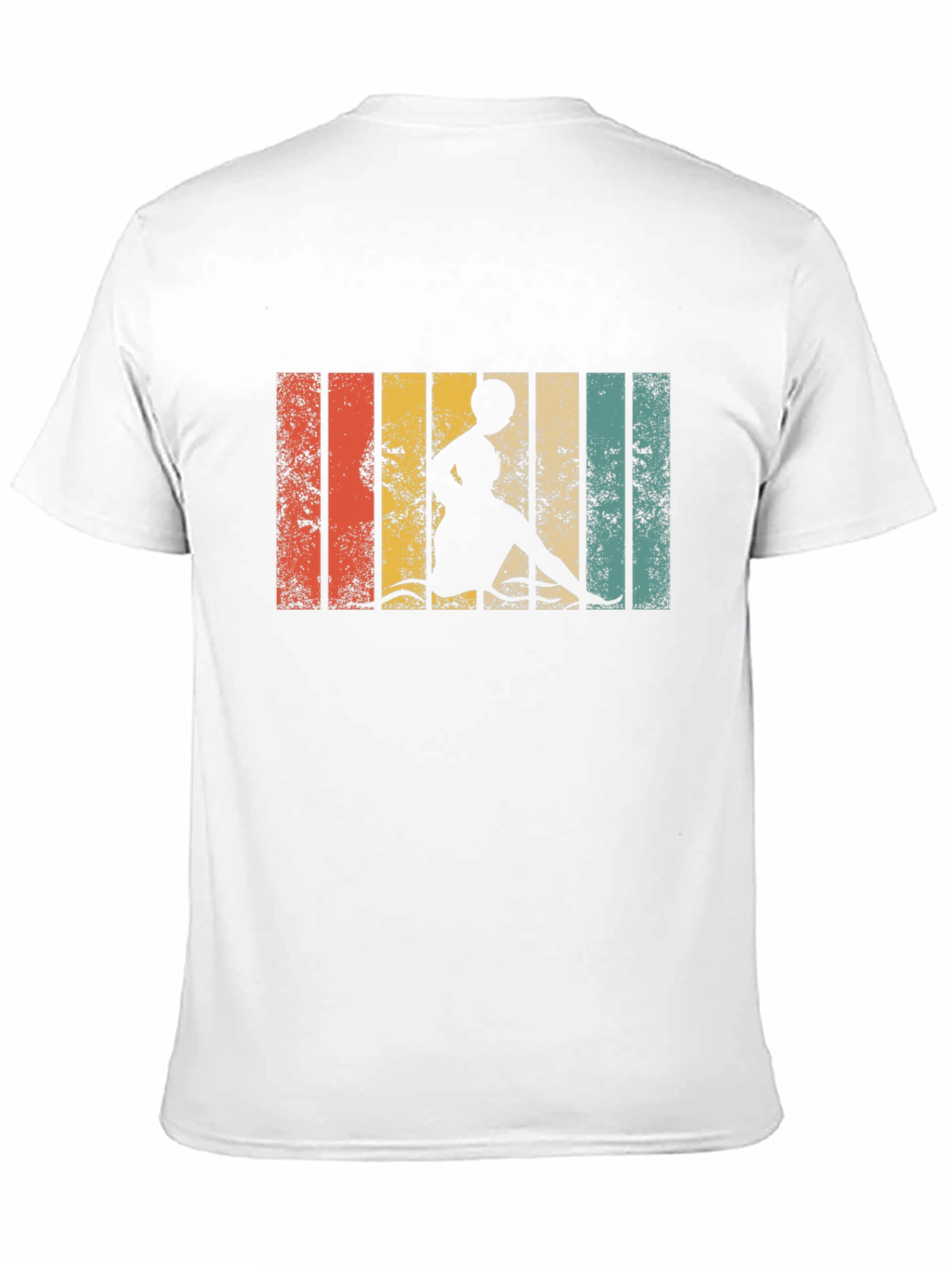 Black Retro Striped Woman Kayaking T-Shirt view 11