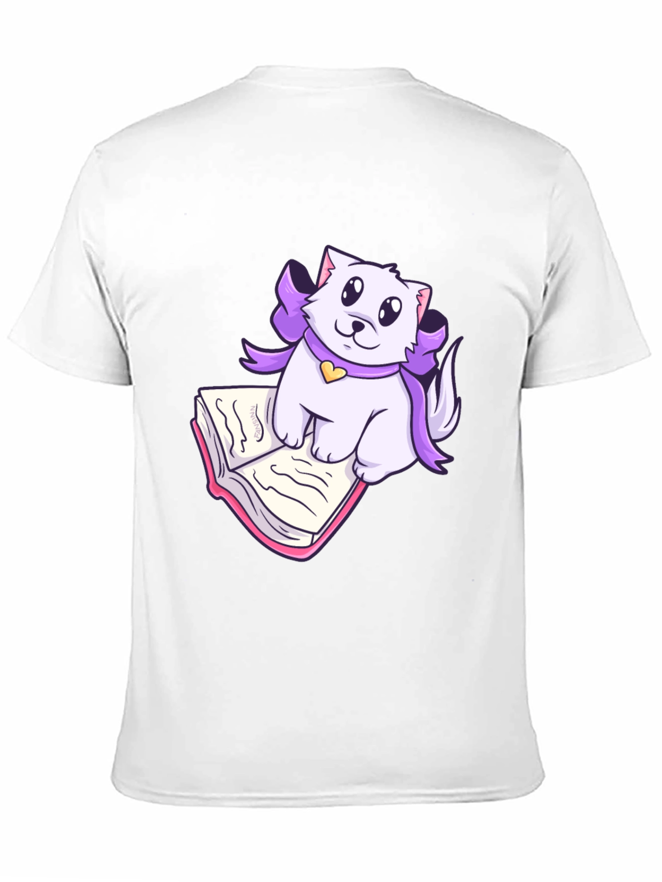 Black Cute Cat Reading T-Shirt - Soft Cotton Blend view 11