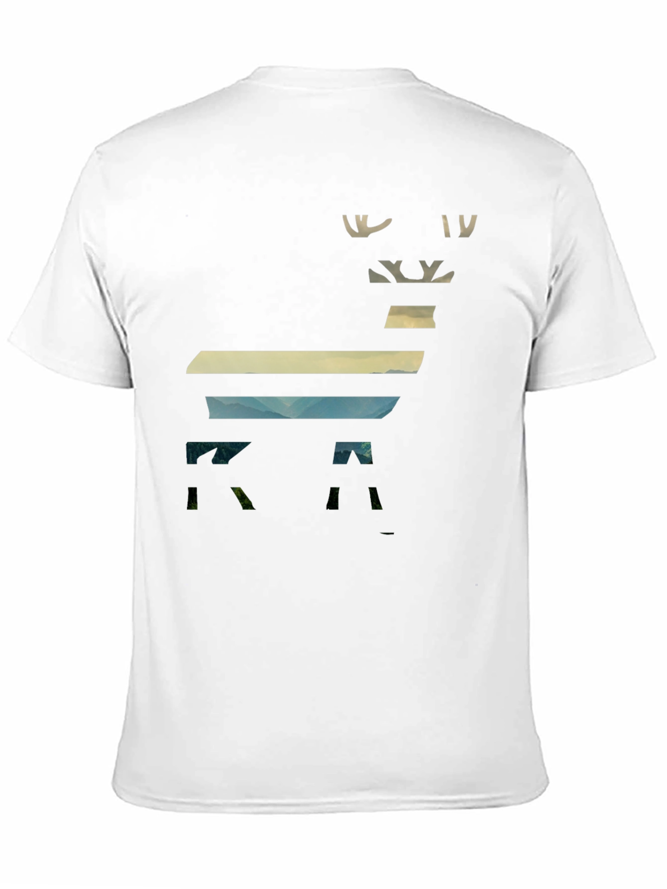 Black Abstract Deer Graphic Men's Black T-Shirt view 11