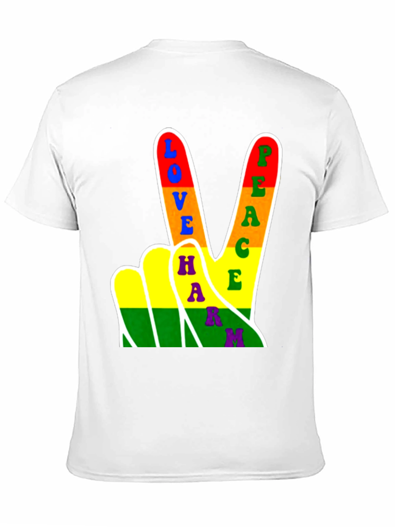 Black Love Peace Harmony Rainbow Graphic T-Shirt view 11