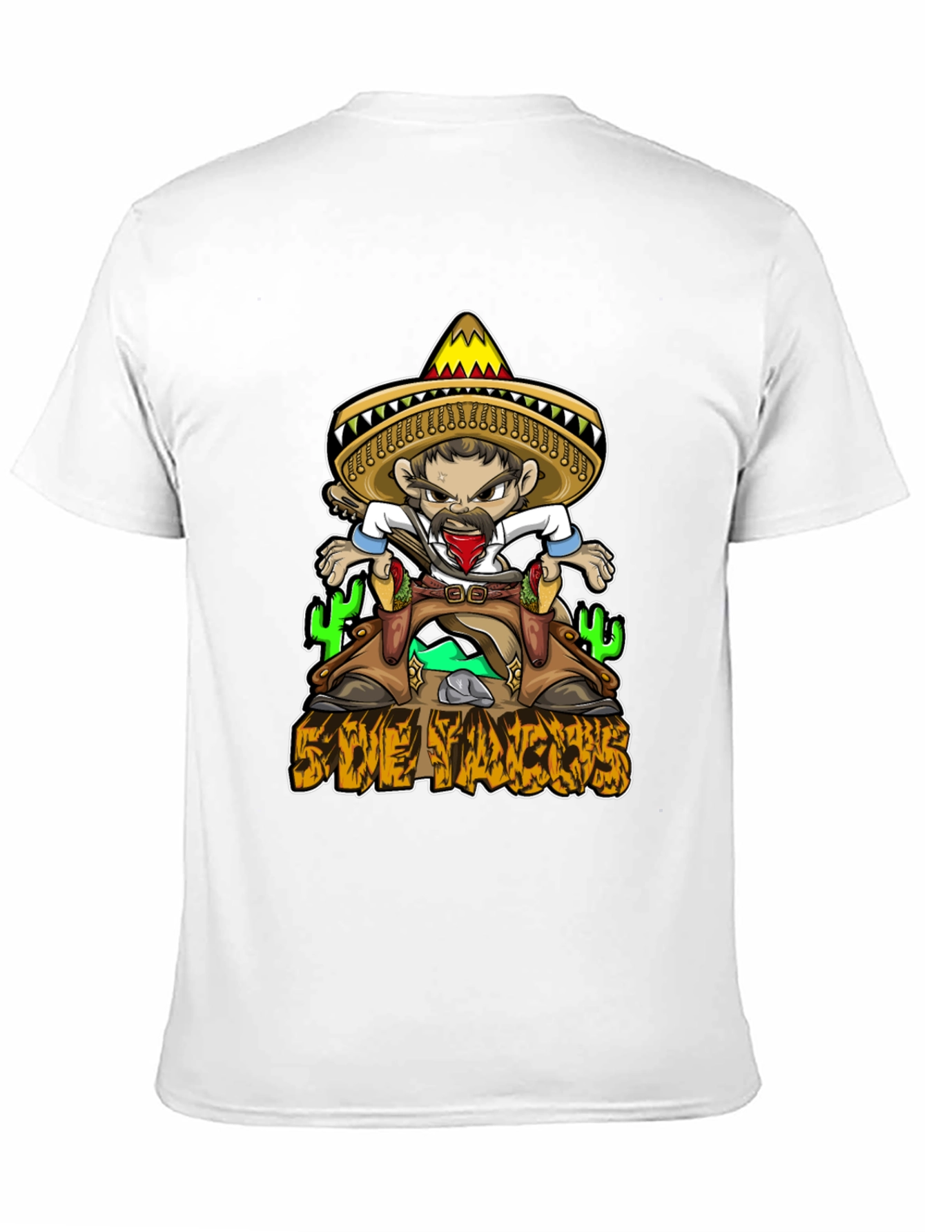 Black Save Tacos T-Shirt - Sombrero Cartoon Graphic Tee view 11