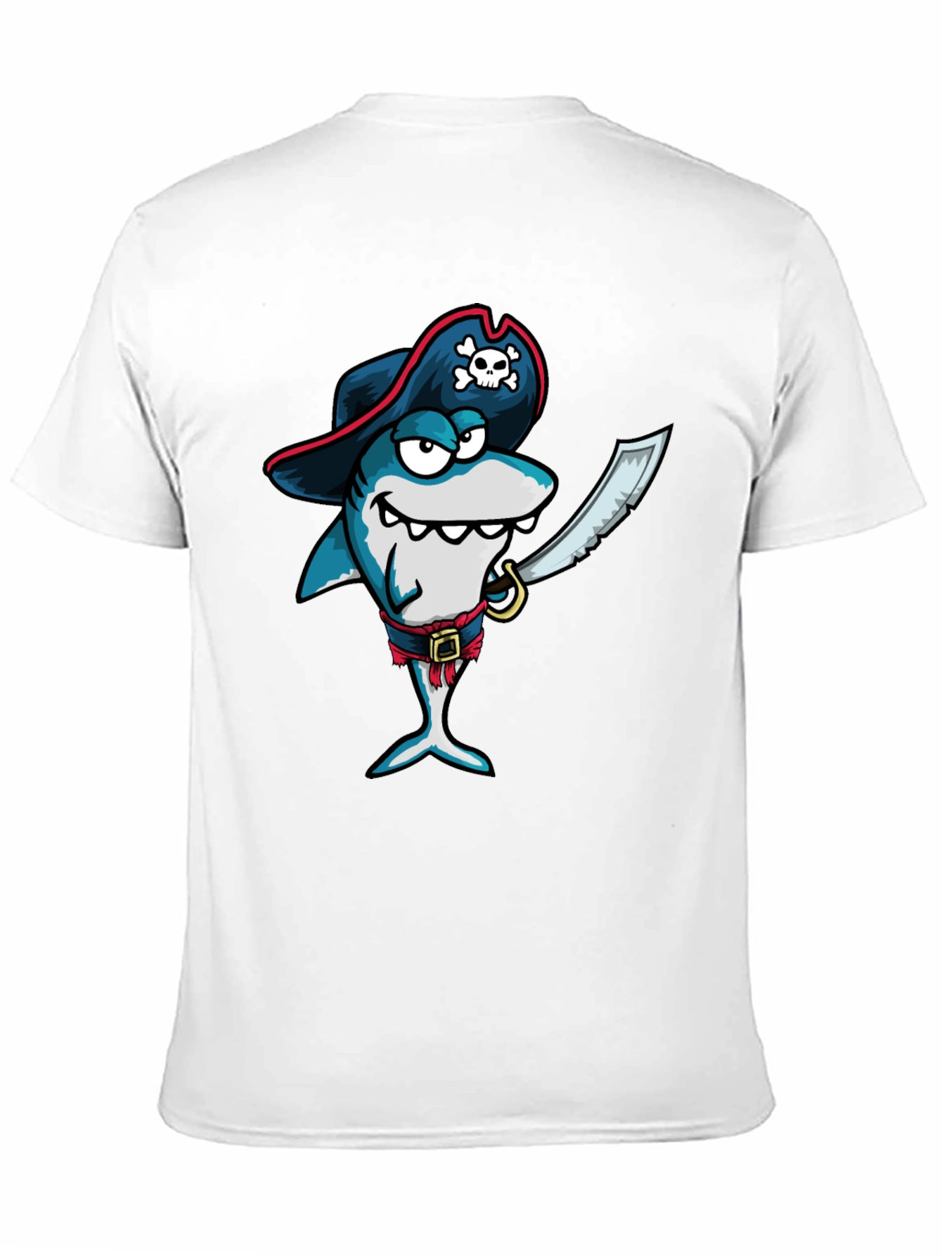 Black Pirate Shark Graphic Tee - Black Cotton T-Shirt view 11