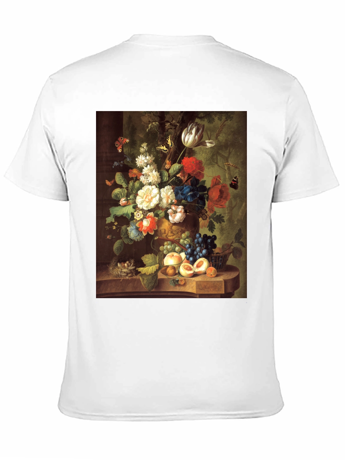 Black Floral Still Life T-Shirt - Classic Art Print view 11