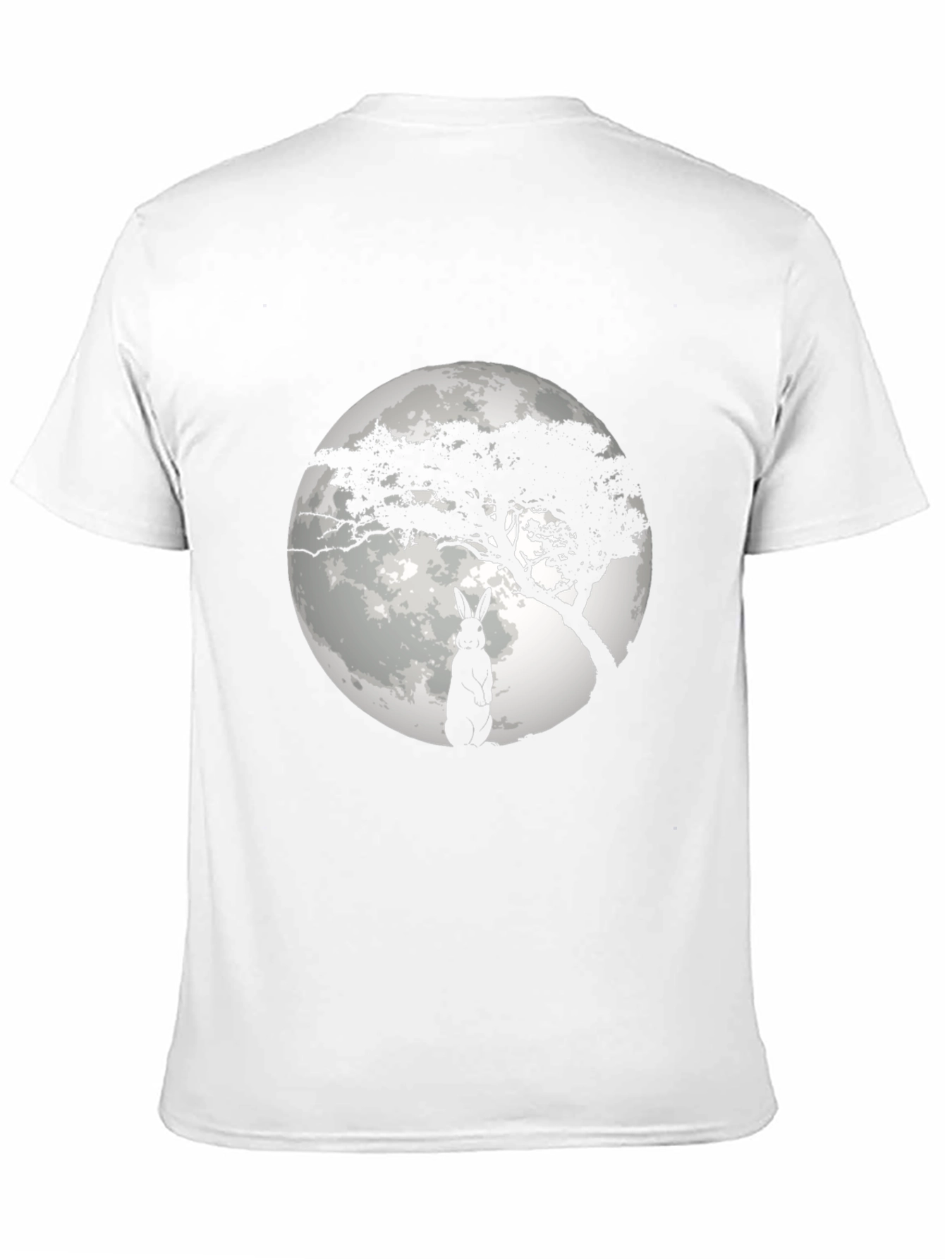 Black Moonlit Rabbit Graphic T-Shirt - Black Cotton Tee view 11