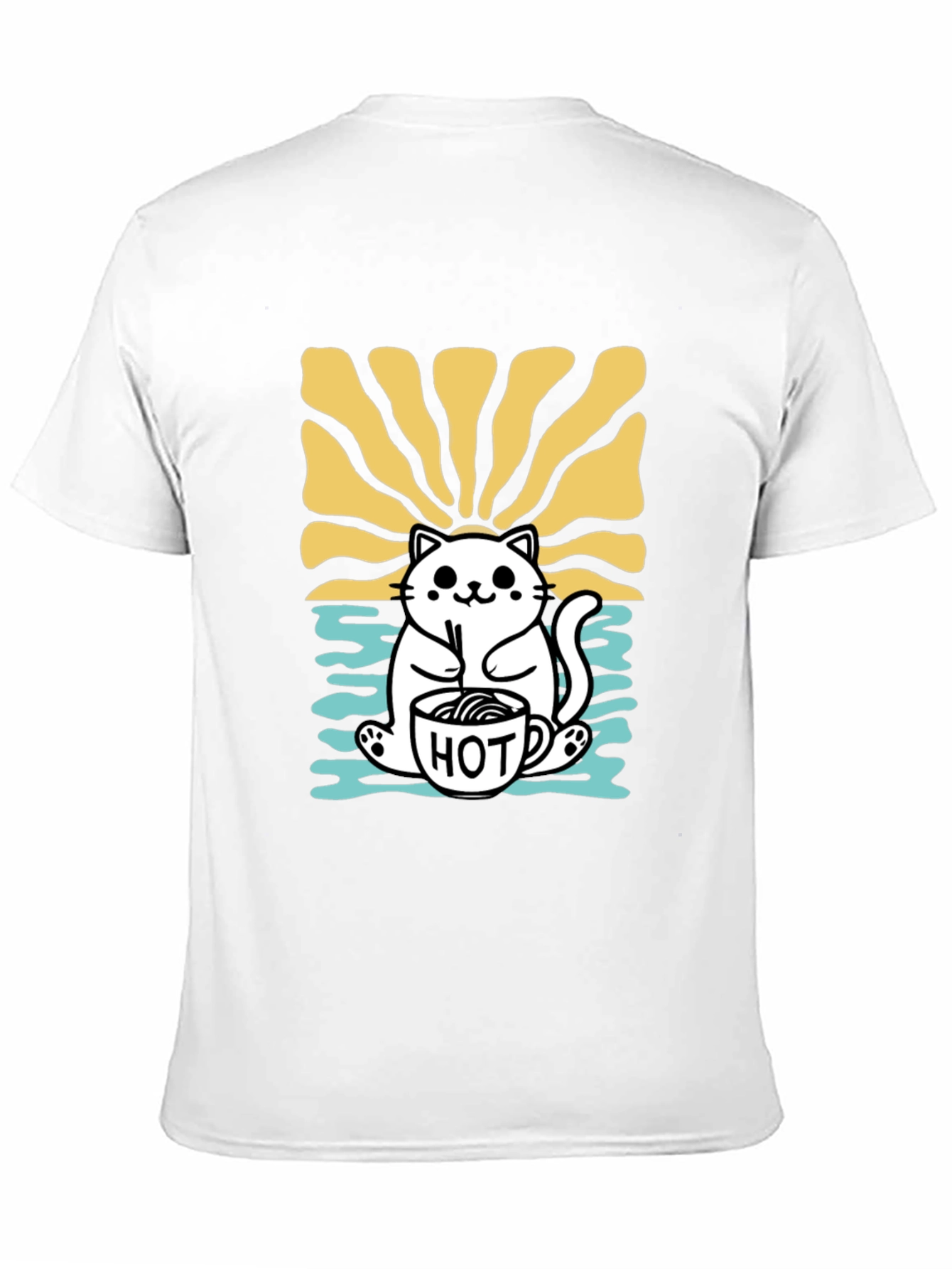 Black Cute Cat Hot Drink T-Shirt view 11