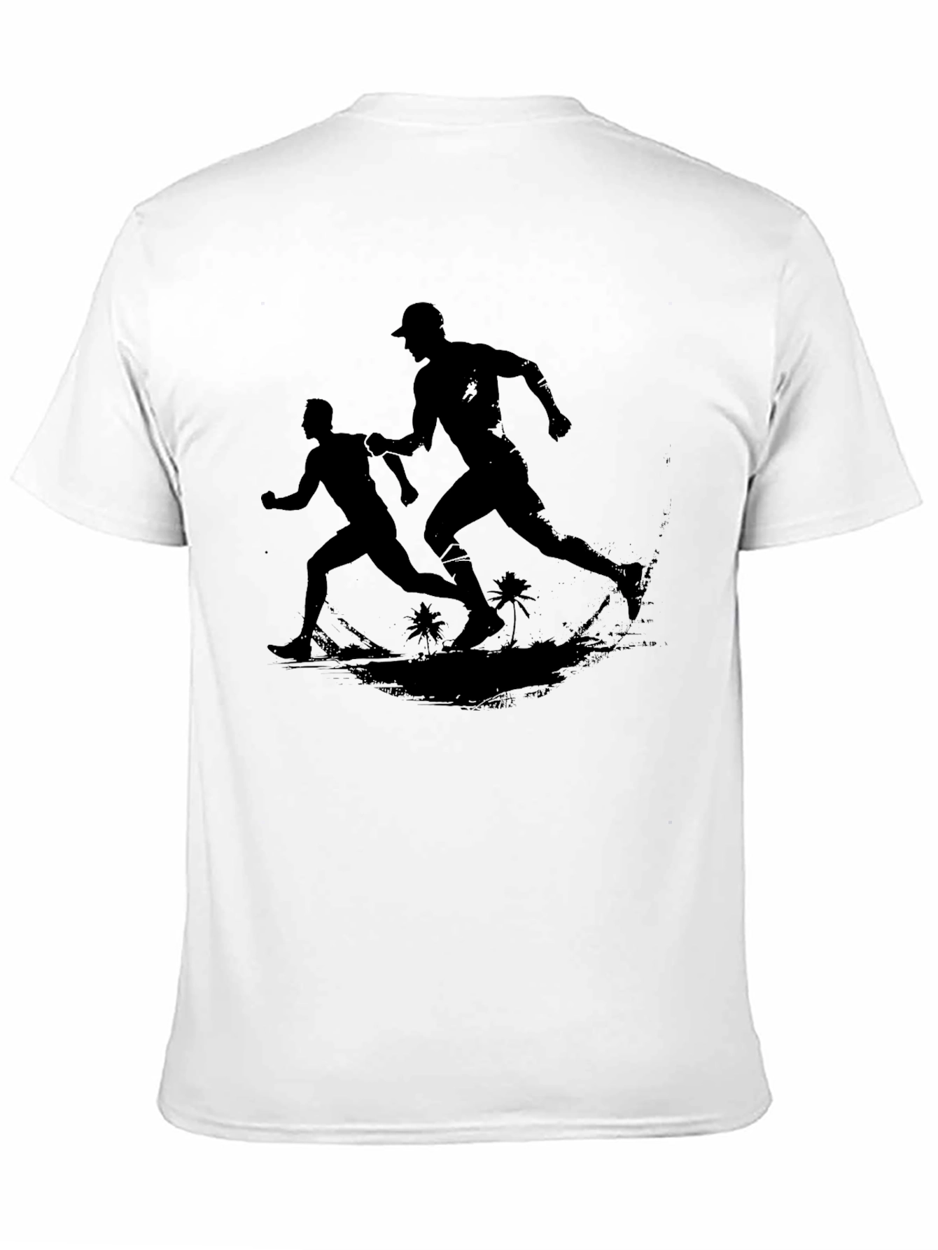 Men's Black Graphic Tee - Runners on Beach - 11