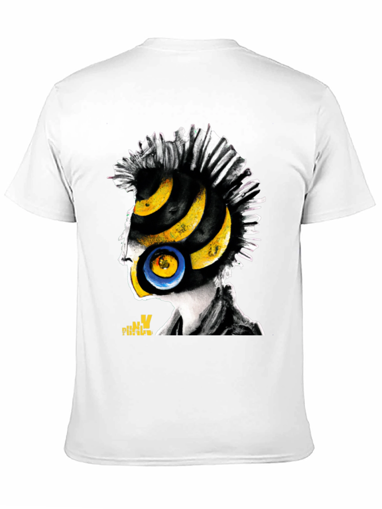 Black Punk Rock Vinyl Head Graphic T-Shirt view 11