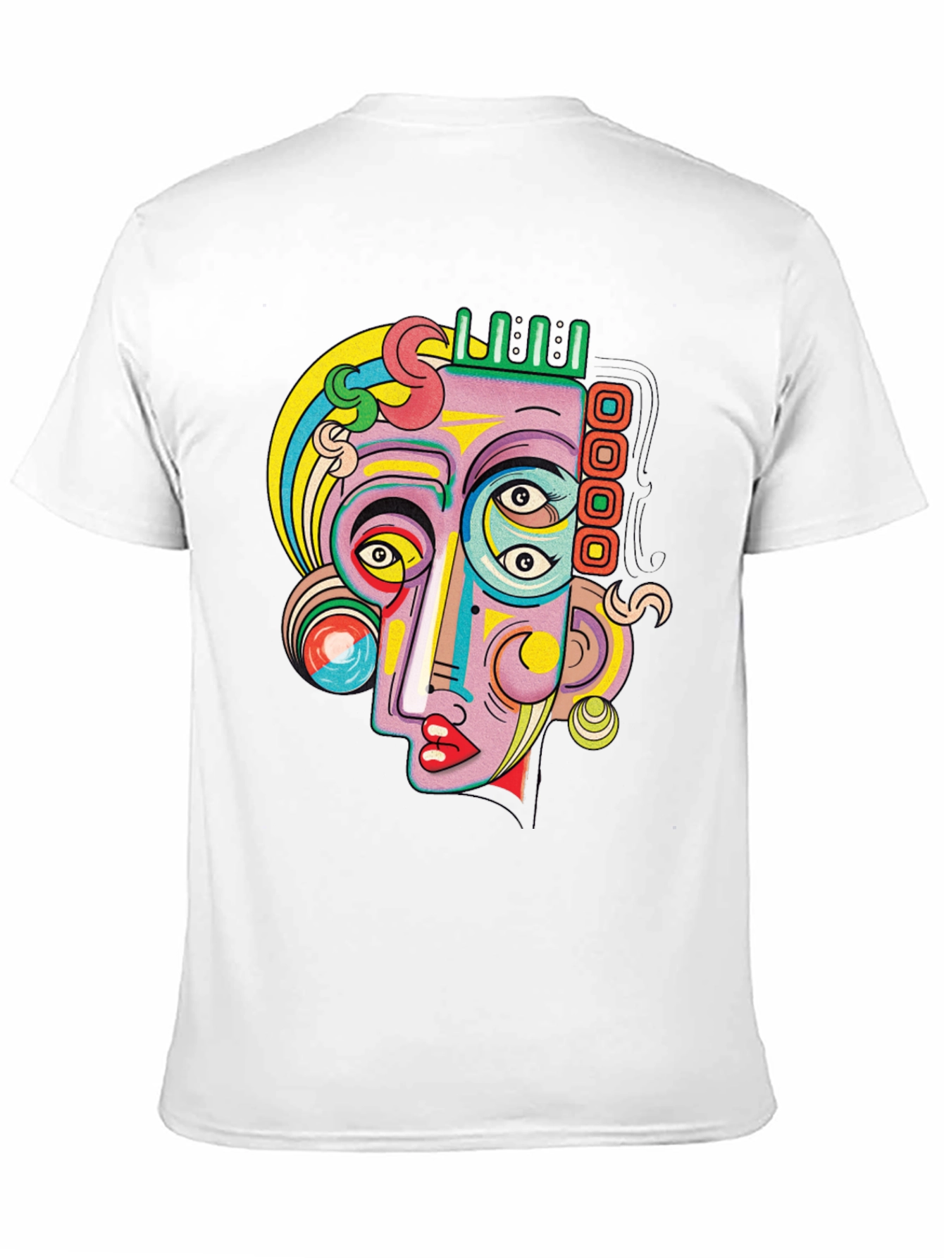 Black Abstract Face Graphic Tee - Unique Art T-Shirt view 11