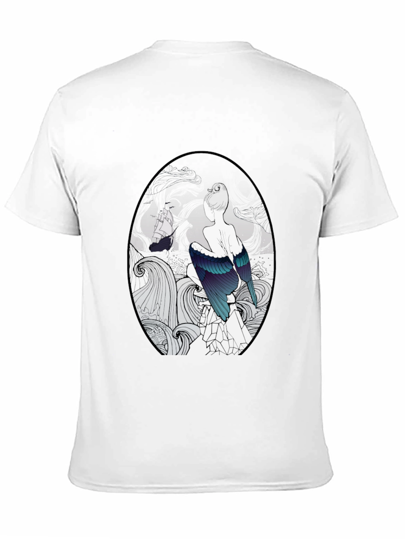 Black Mystic Bird & Ship Black T-Shirt view 11