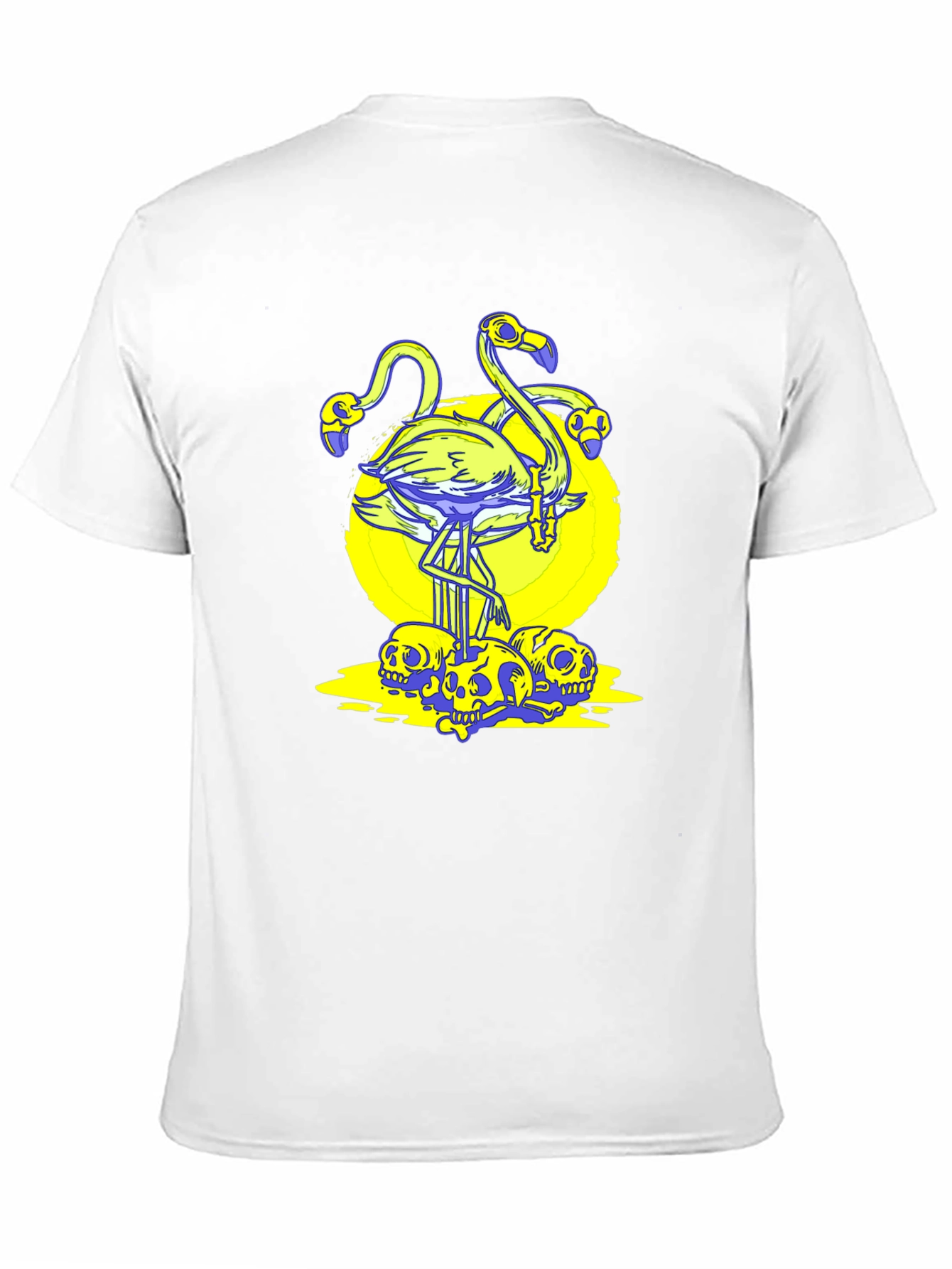 Black Flamingo Skull Graphic Tee - Black Cotton T-Shirt view 11