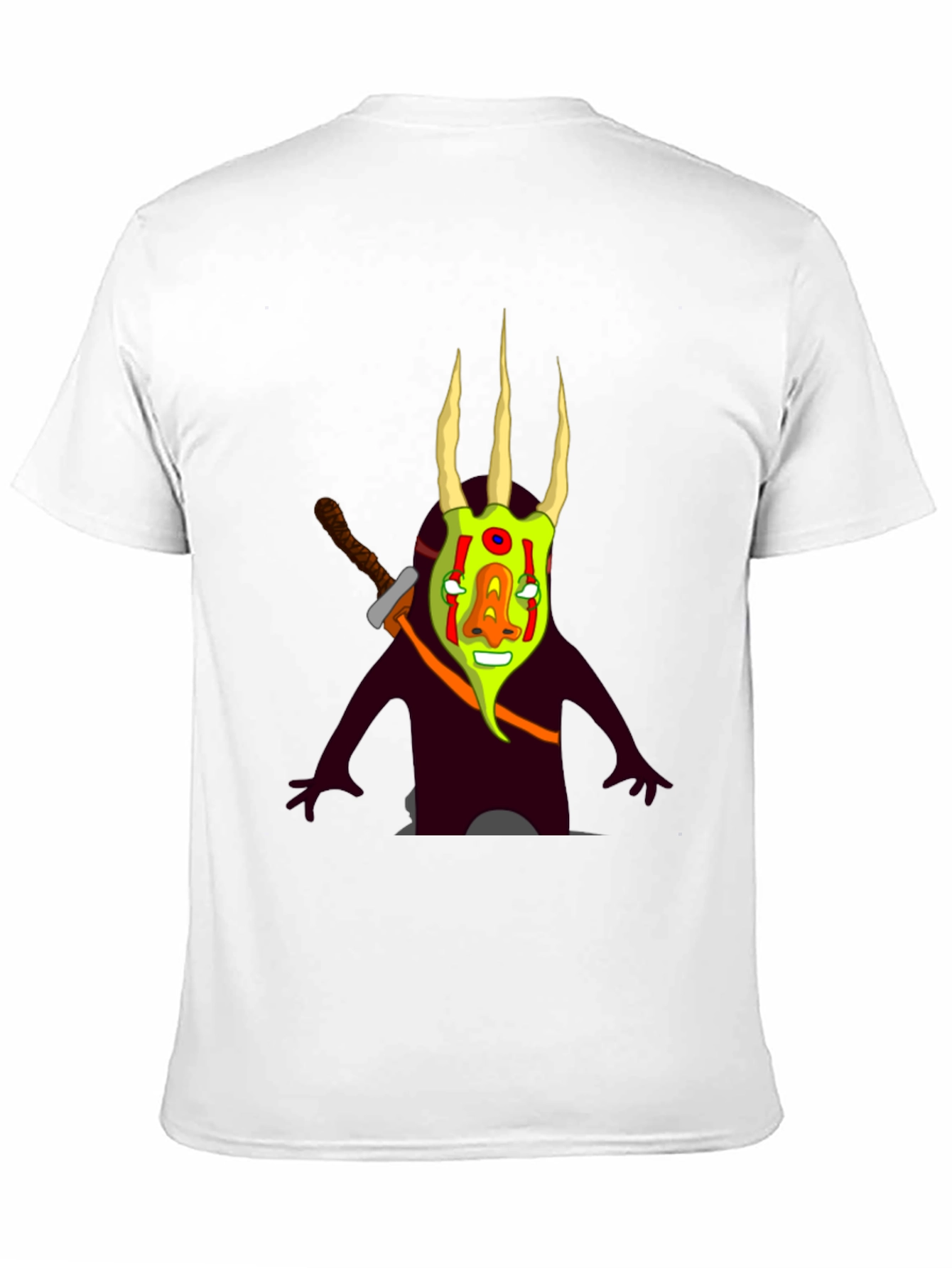 Black Graphic Tee: Cartoon Monster with Sword view 11