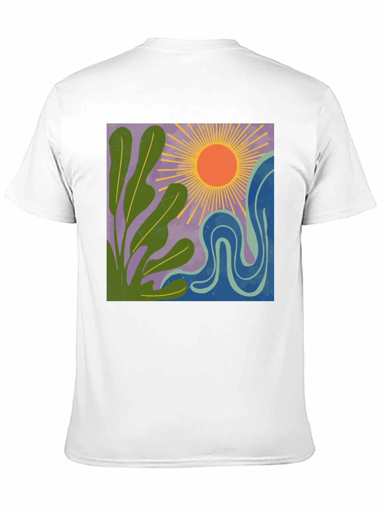 Black Abstract Sun & Plant Graphic Tee - Black Cotton Blend view 11