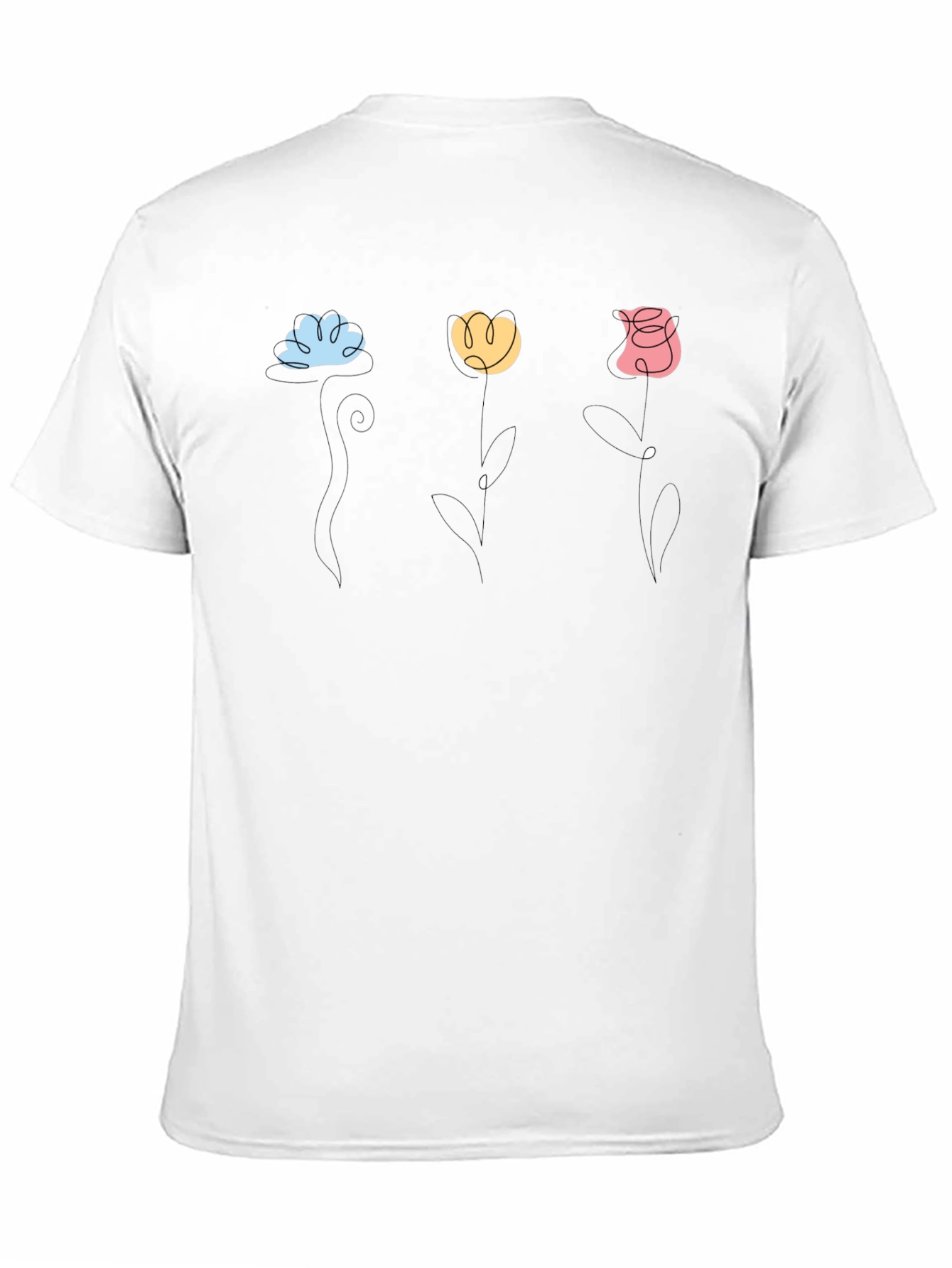 Black Floral Line Art T-Shirt - Trendy Minimalist Design view 11