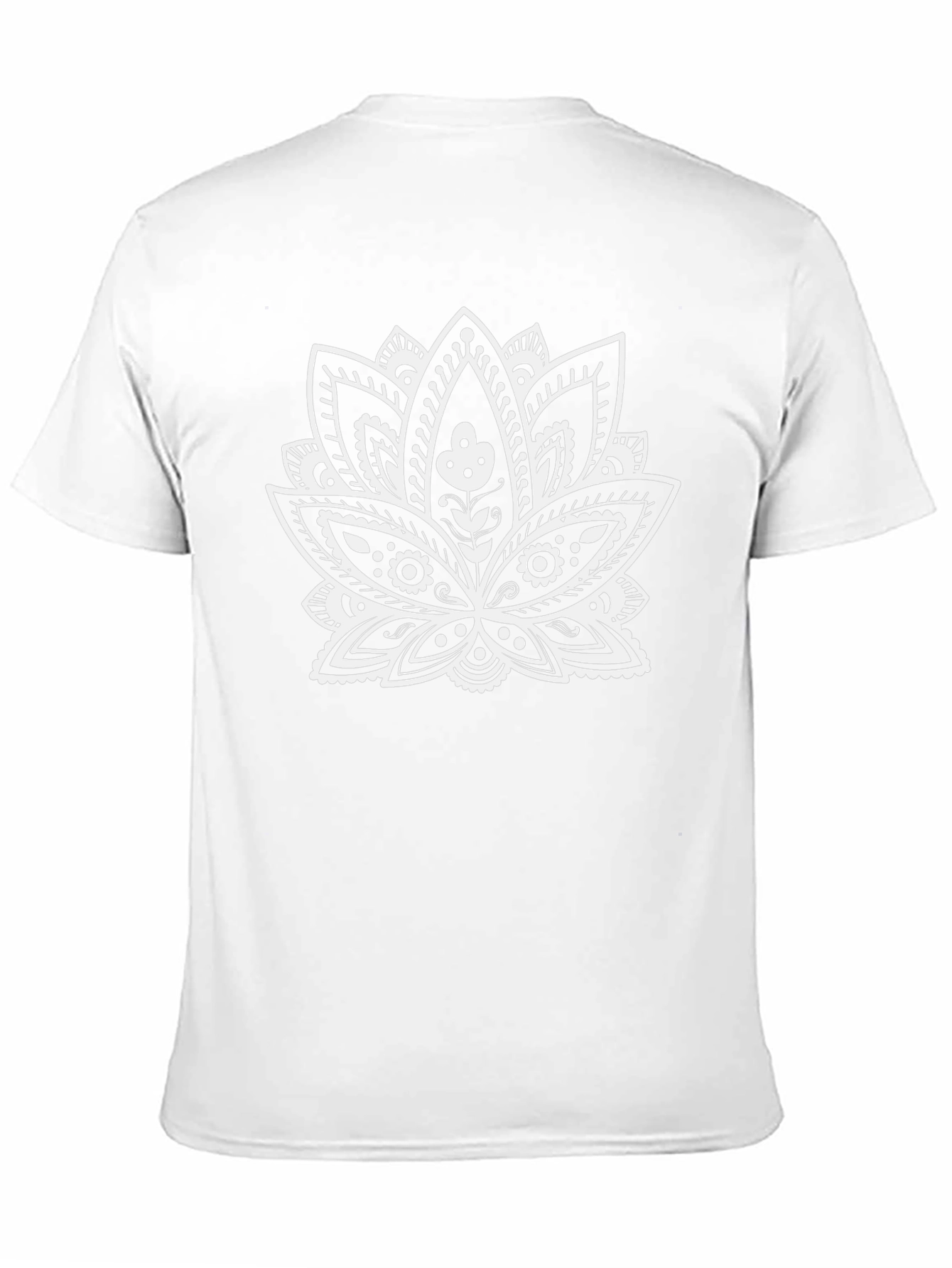 Black Black T-Shirt with White Lotus Flower Design view 11
