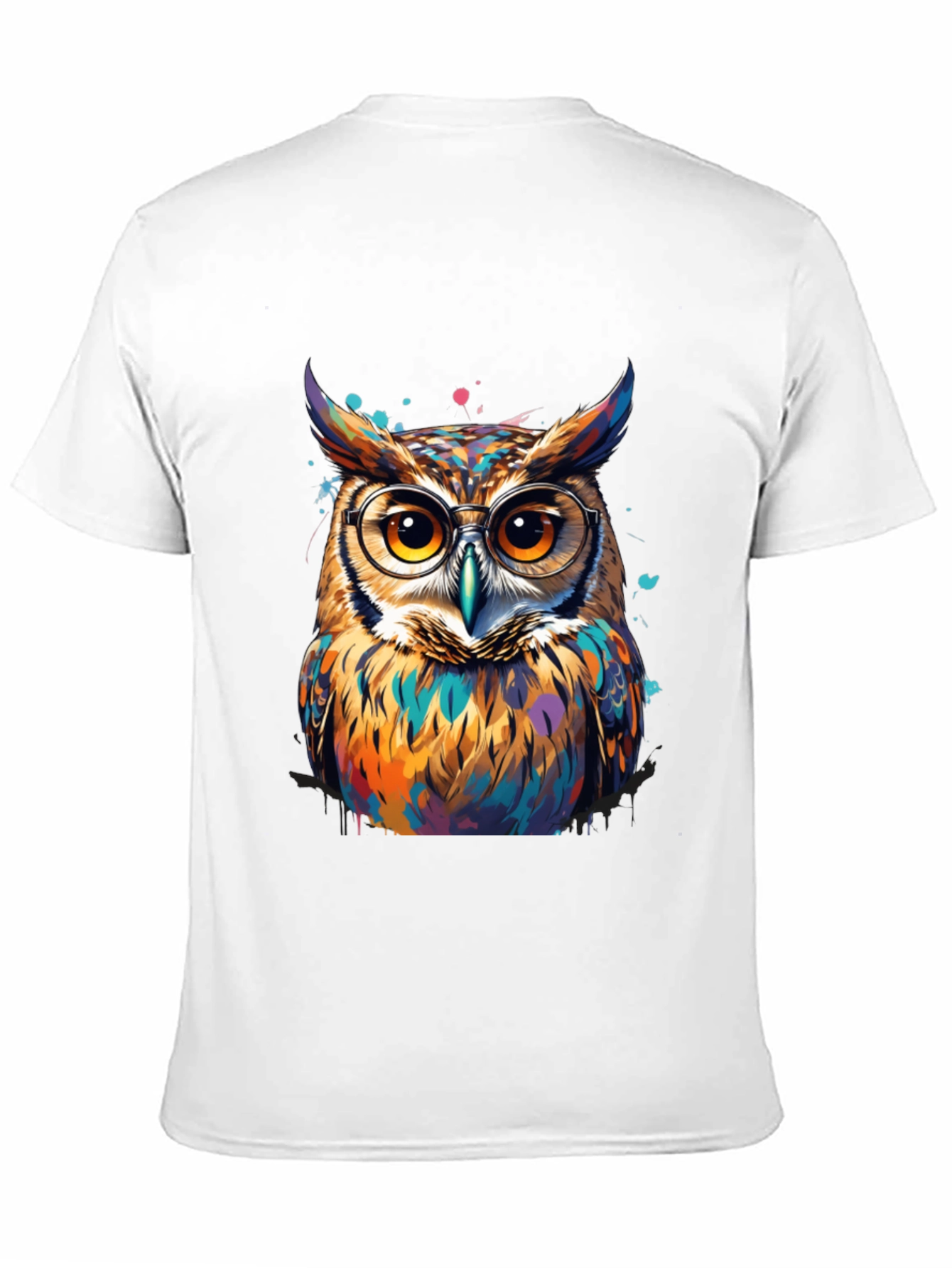 Black Colorful Owl Graphic Tee - Unisex Cotton T-Shirt view 11