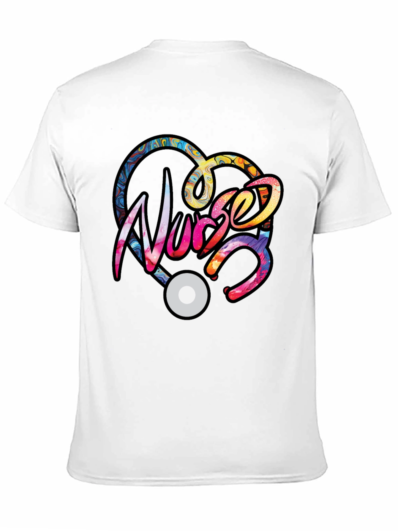 Black Nurse Heart Stethoscope Graphic T-Shirt view 11