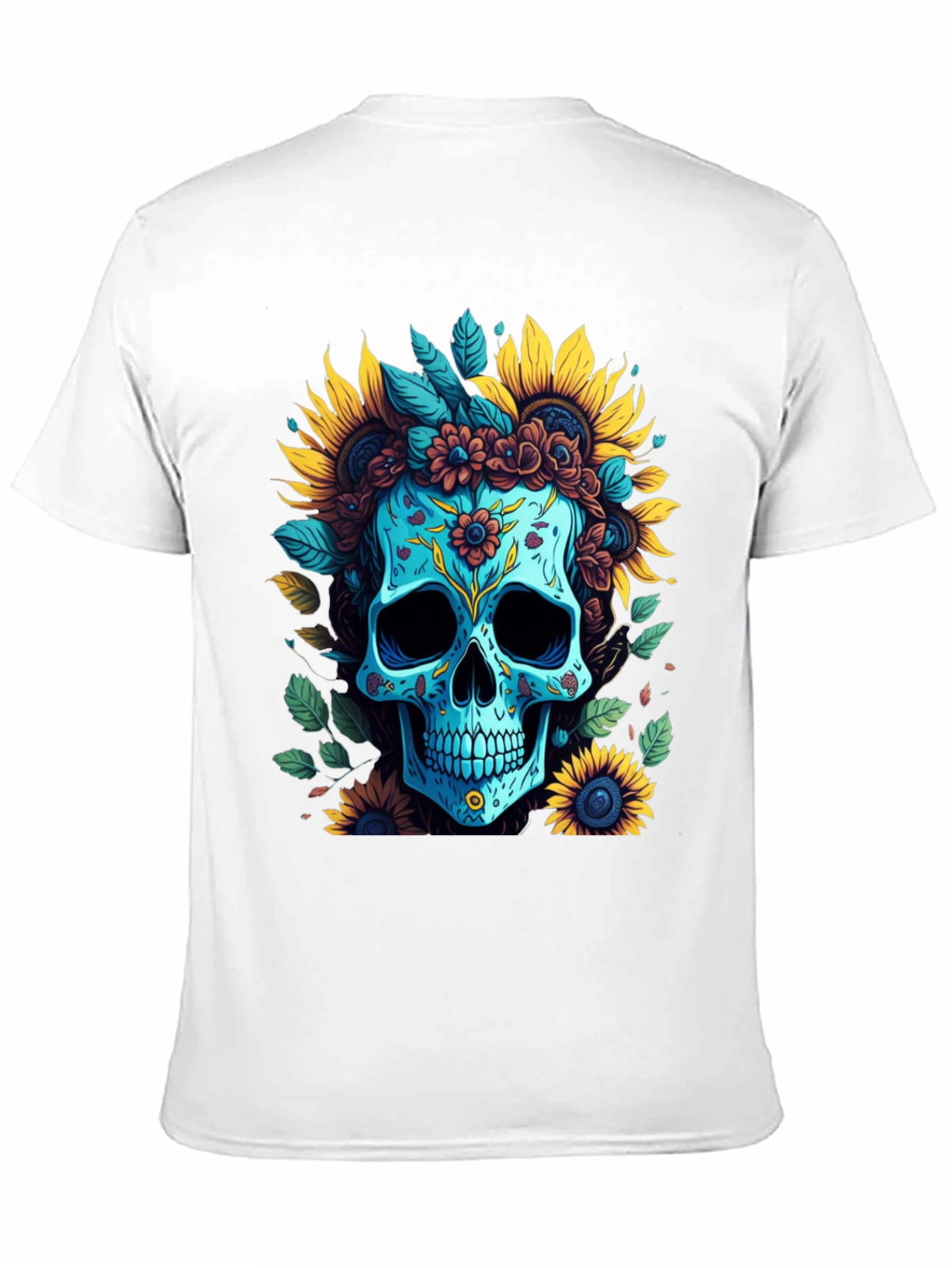 Black Floral Skull Graphic T-Shirt view 11