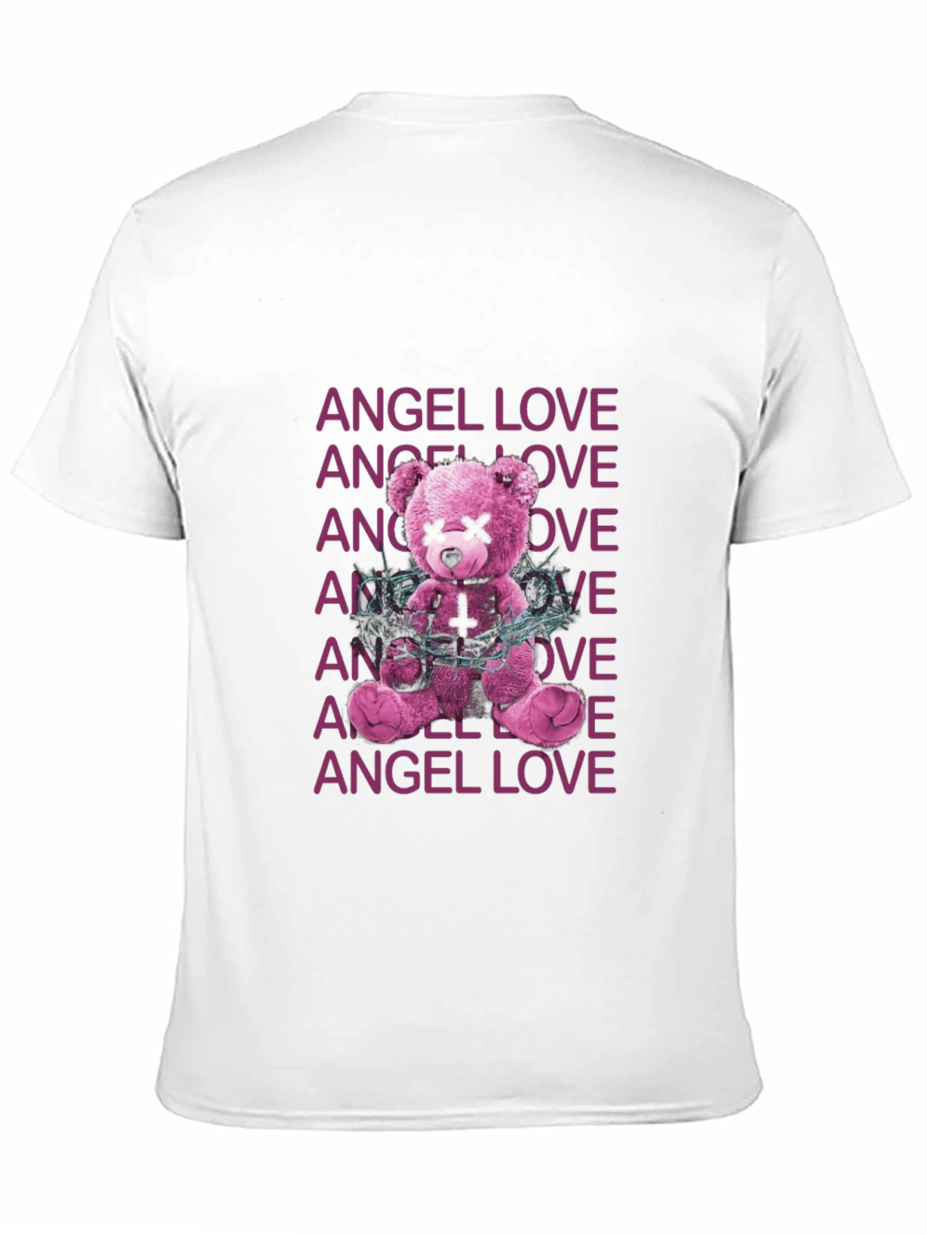 Black Angel Love Graphic Tee - Edgy Teddy Bear Design view 11