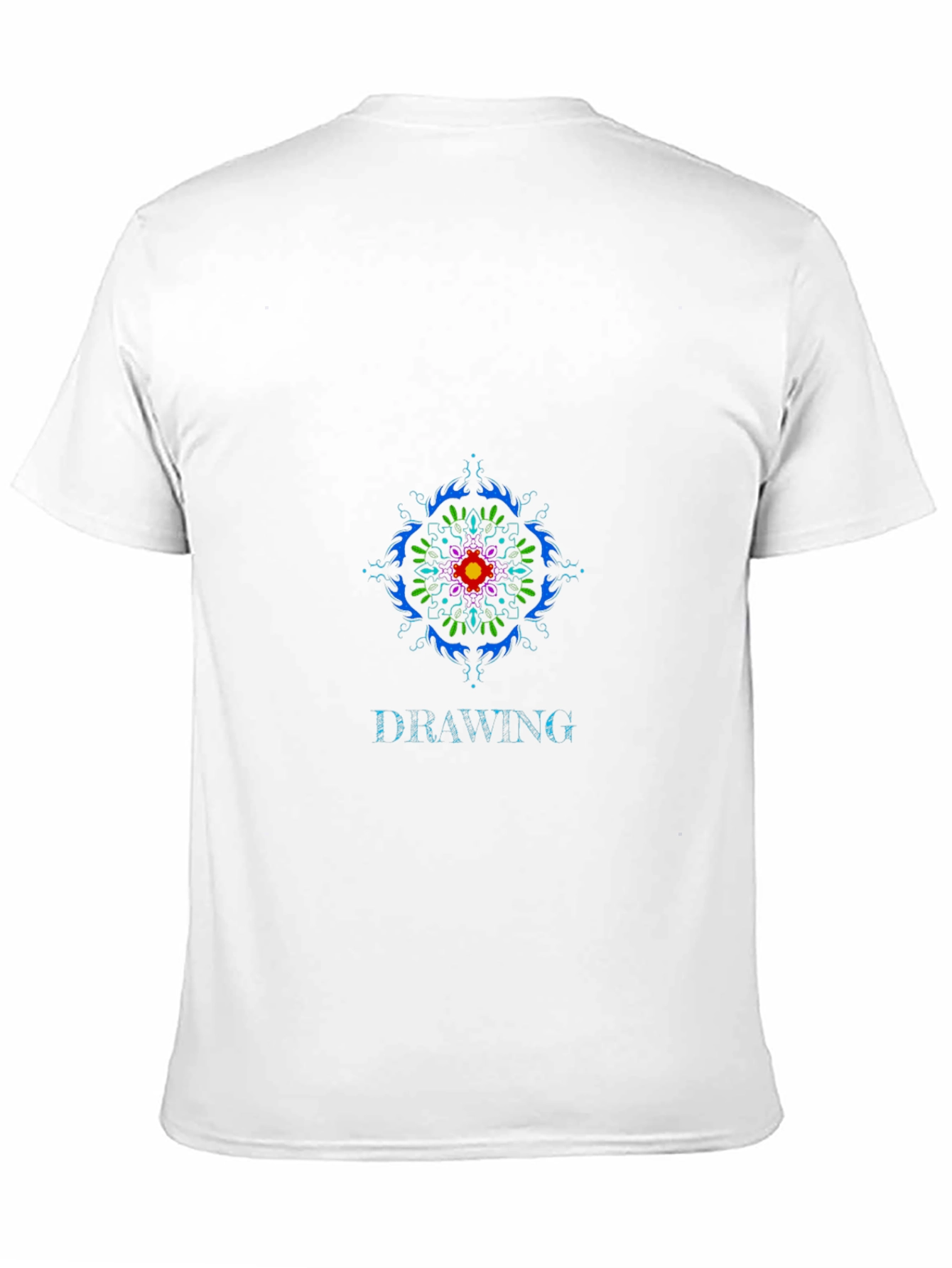 Black Drawing Graphic Tee: Colorful Mandala Design view 11