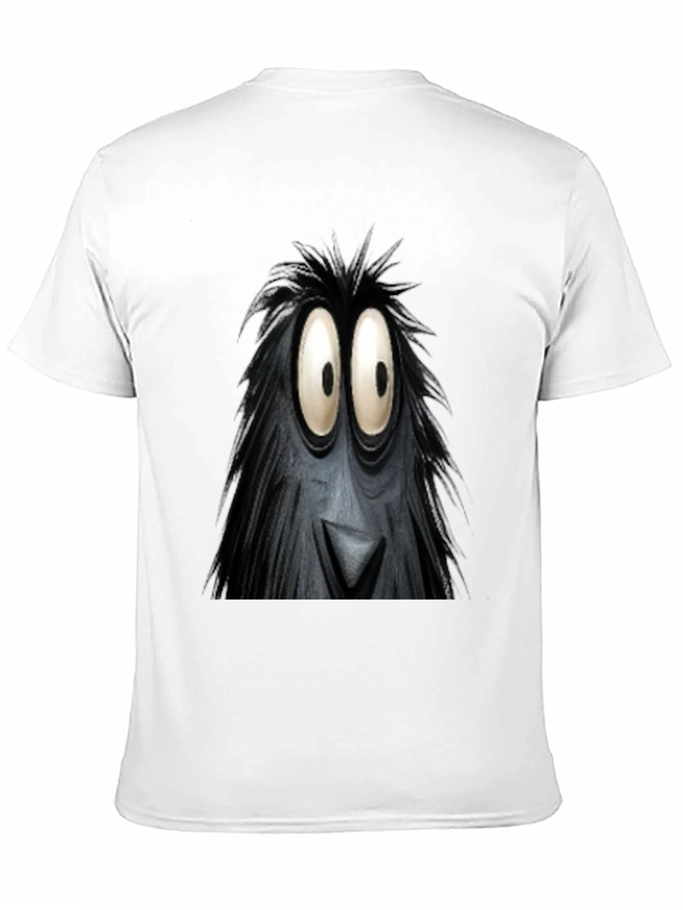 Black Fun Cartoon Monster Face Graphic Black T-Shirt view 11