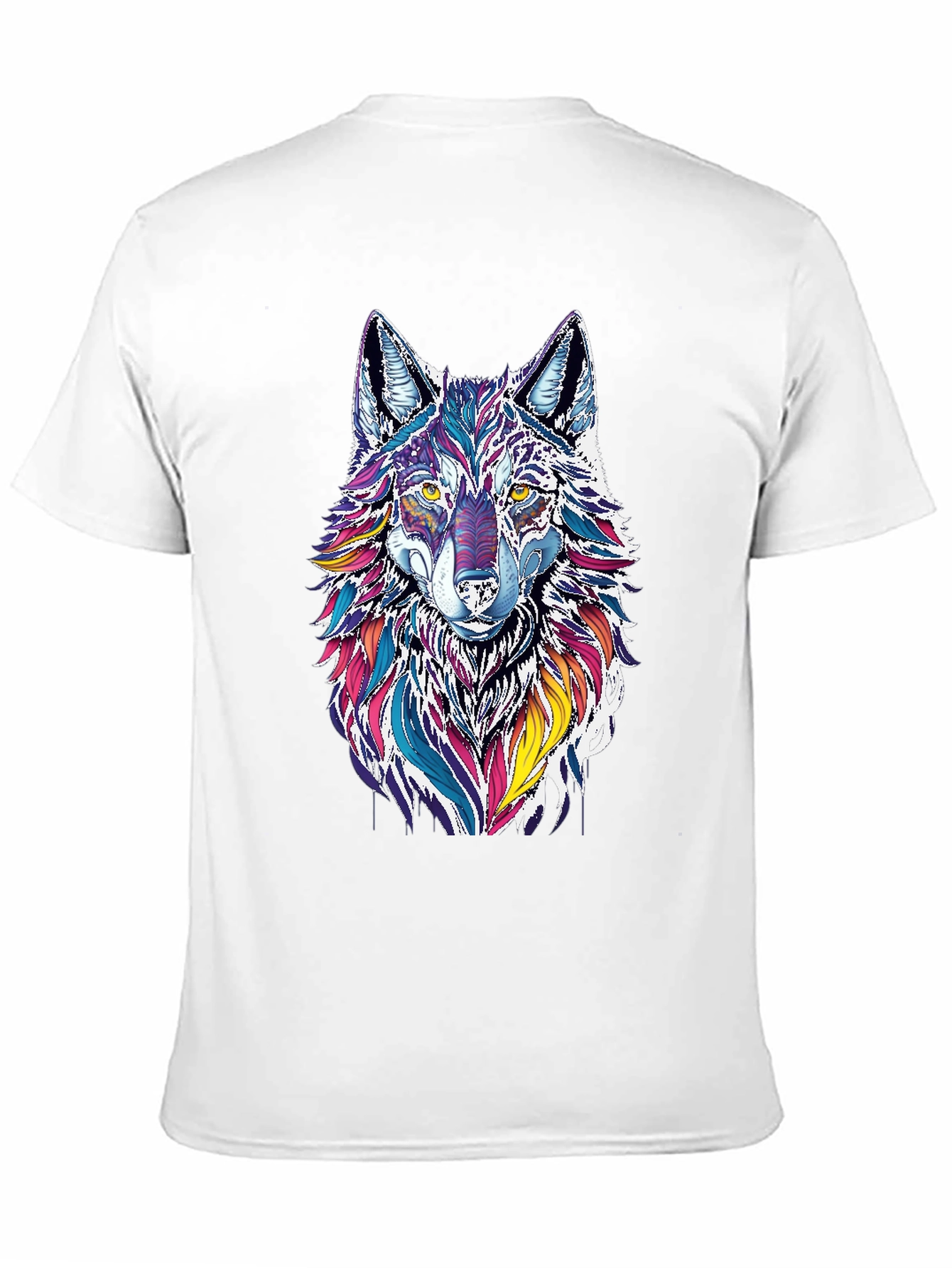 Black Vibrant Wolf Graphic Black T-Shirt view 11