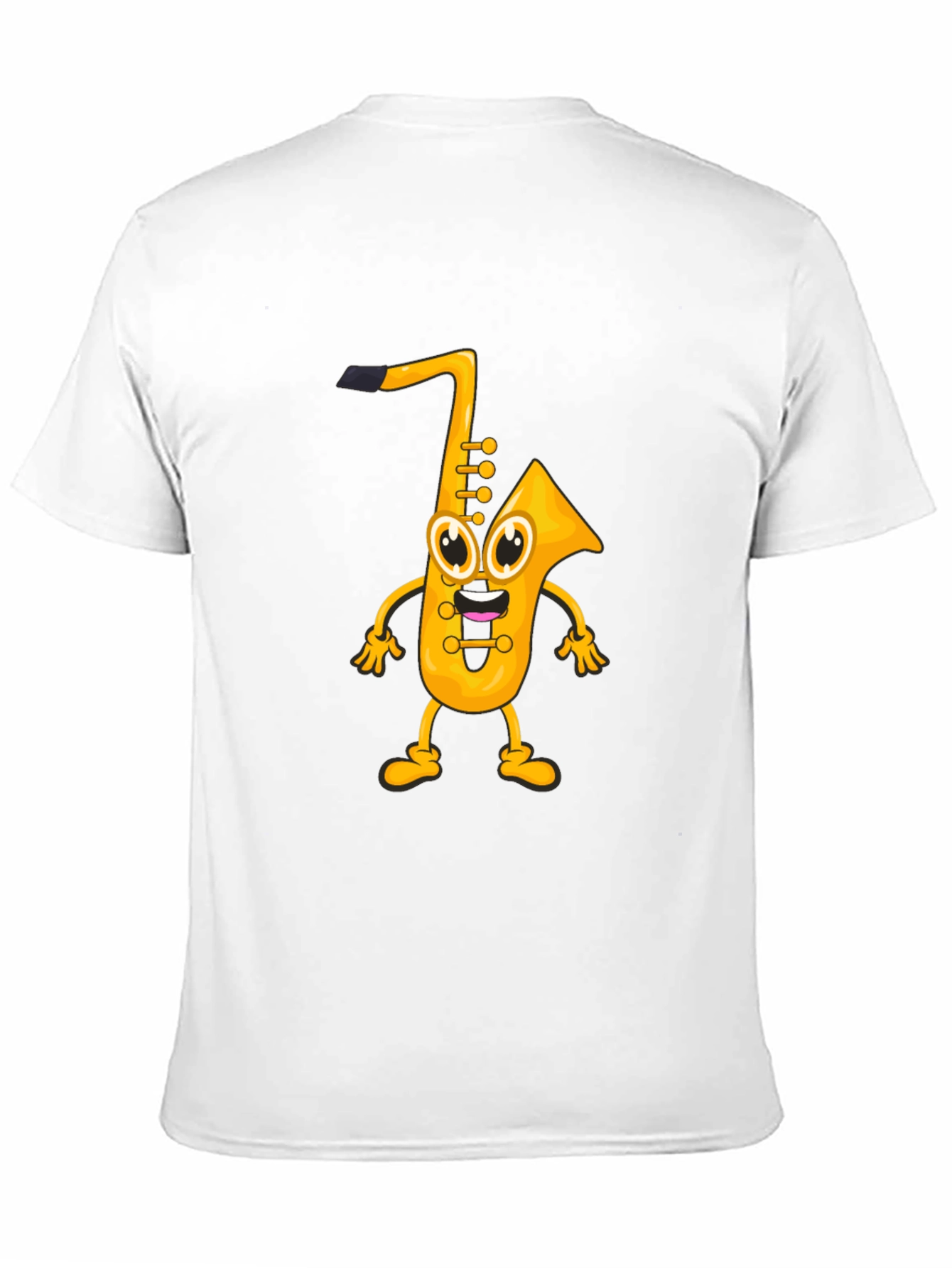 Black Cartoon Saxophone Graphic Black T-Shirt view 11