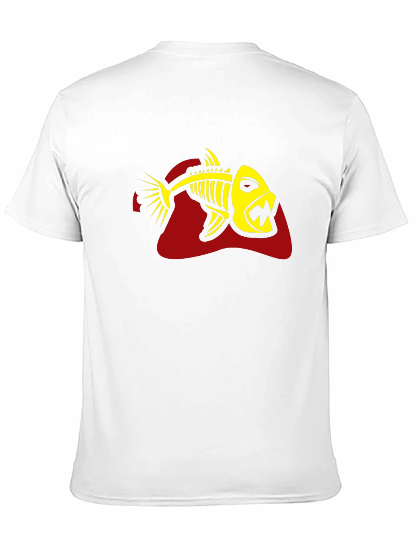 Black Men's Black T-Shirt - Yellow Fish Skeleton Graphic view 11