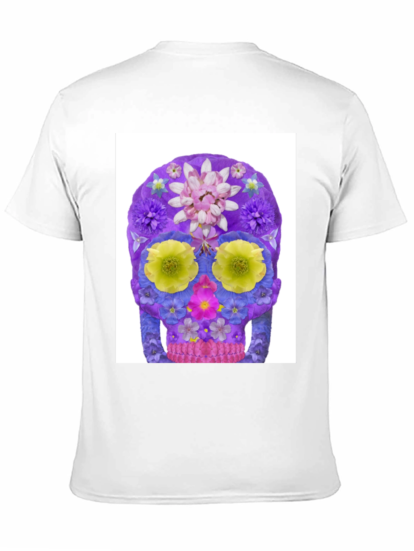 Black Floral Sugar Skull Graphic Tee - Black Cotton T-Shirt view 11